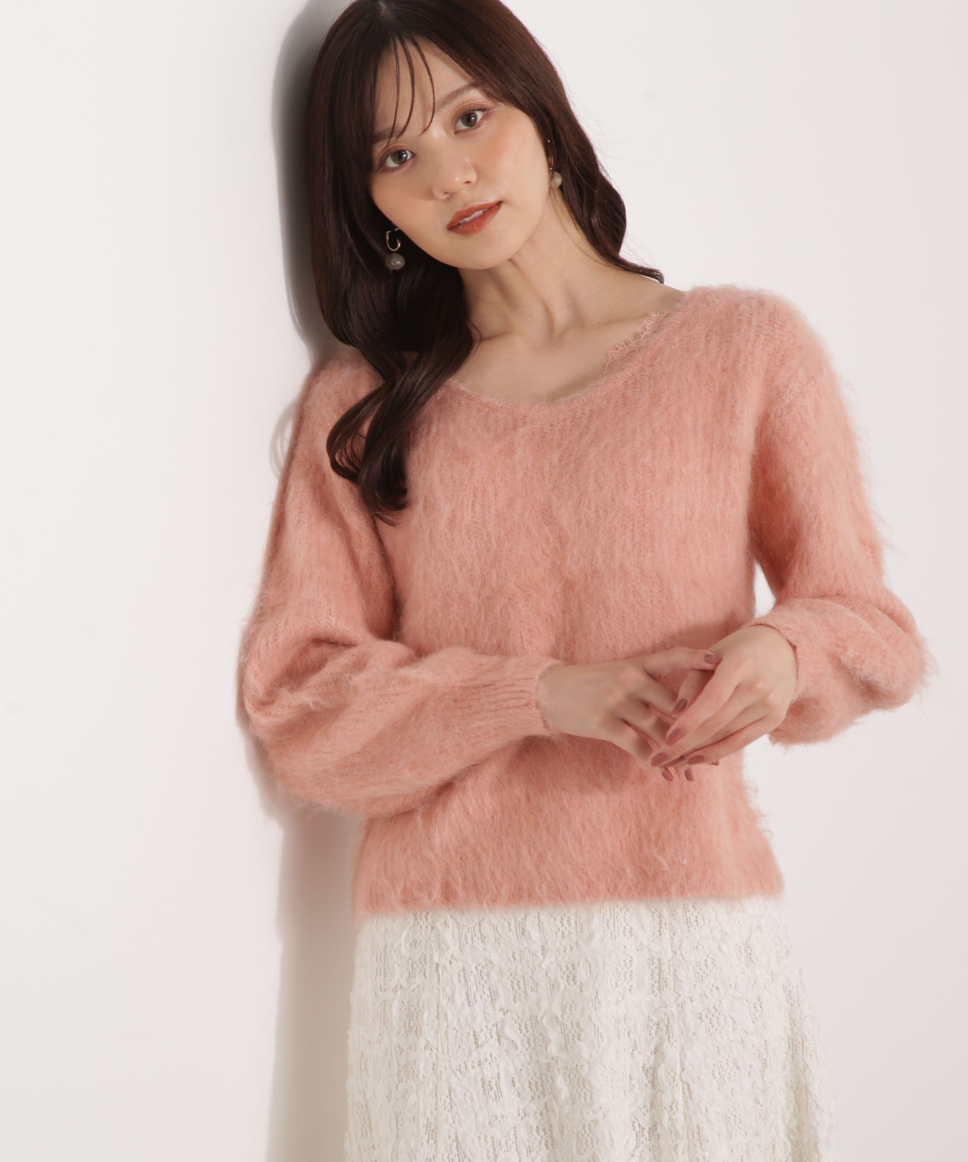 PROPORTION BODY DRESSING「襟元レースニットトップ 25AW」|ニット・セーター|