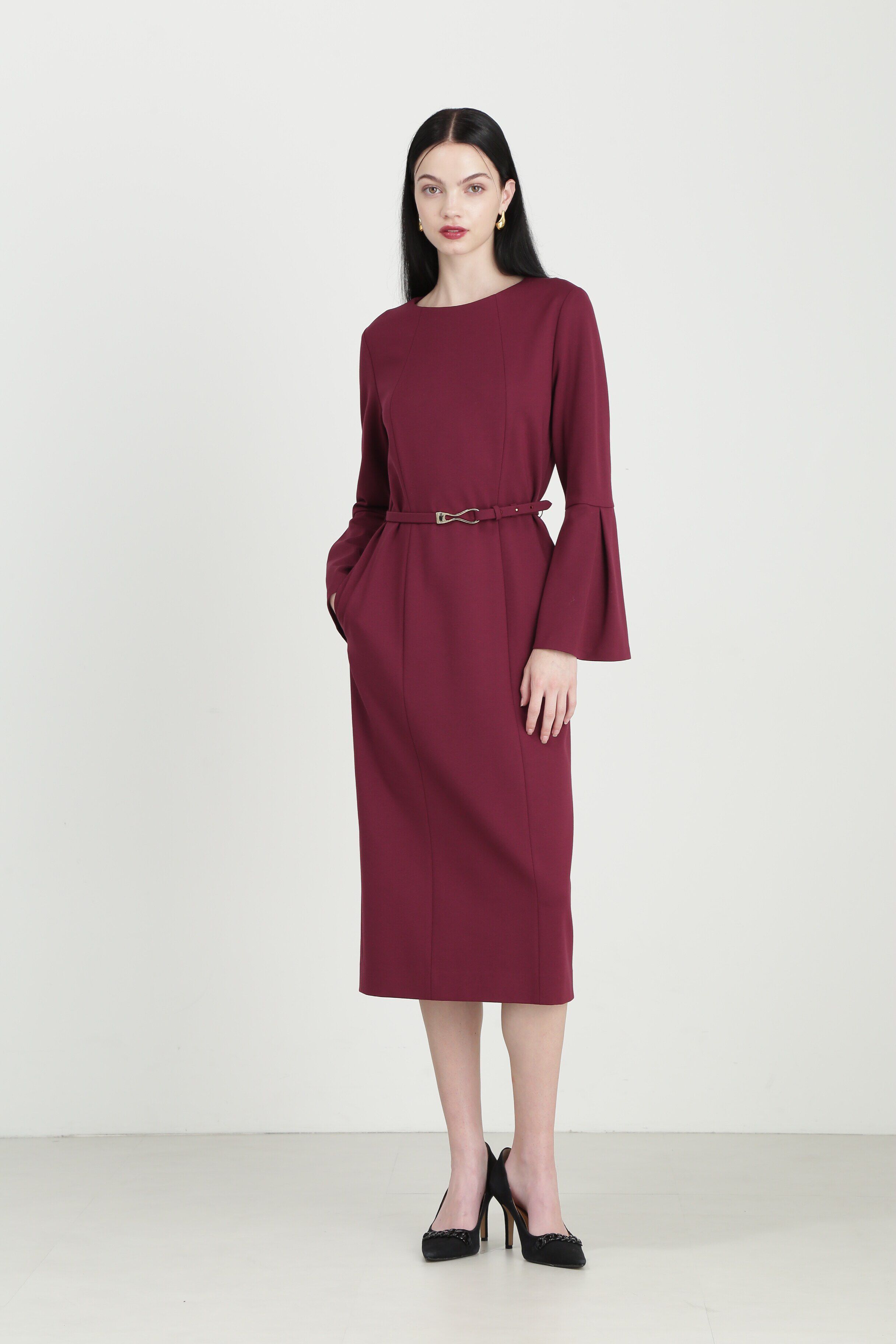  「◆ベルスリーブベルト付きワンピース」|ワンピース|