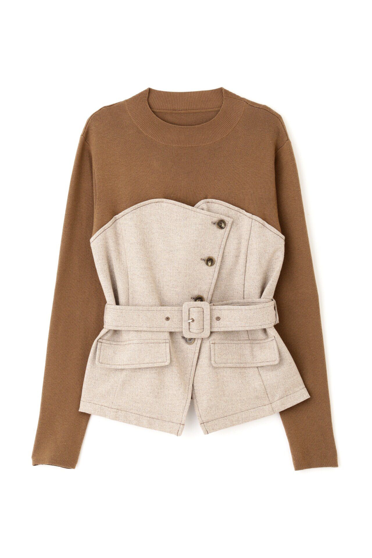  「◆ヘリンボンコンビニットプルオーバー」|ニット・セーター|