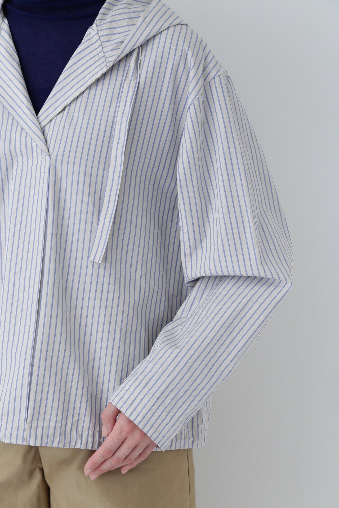  「◆フード付きストライプブラウス」|シャツ・ブラウス|