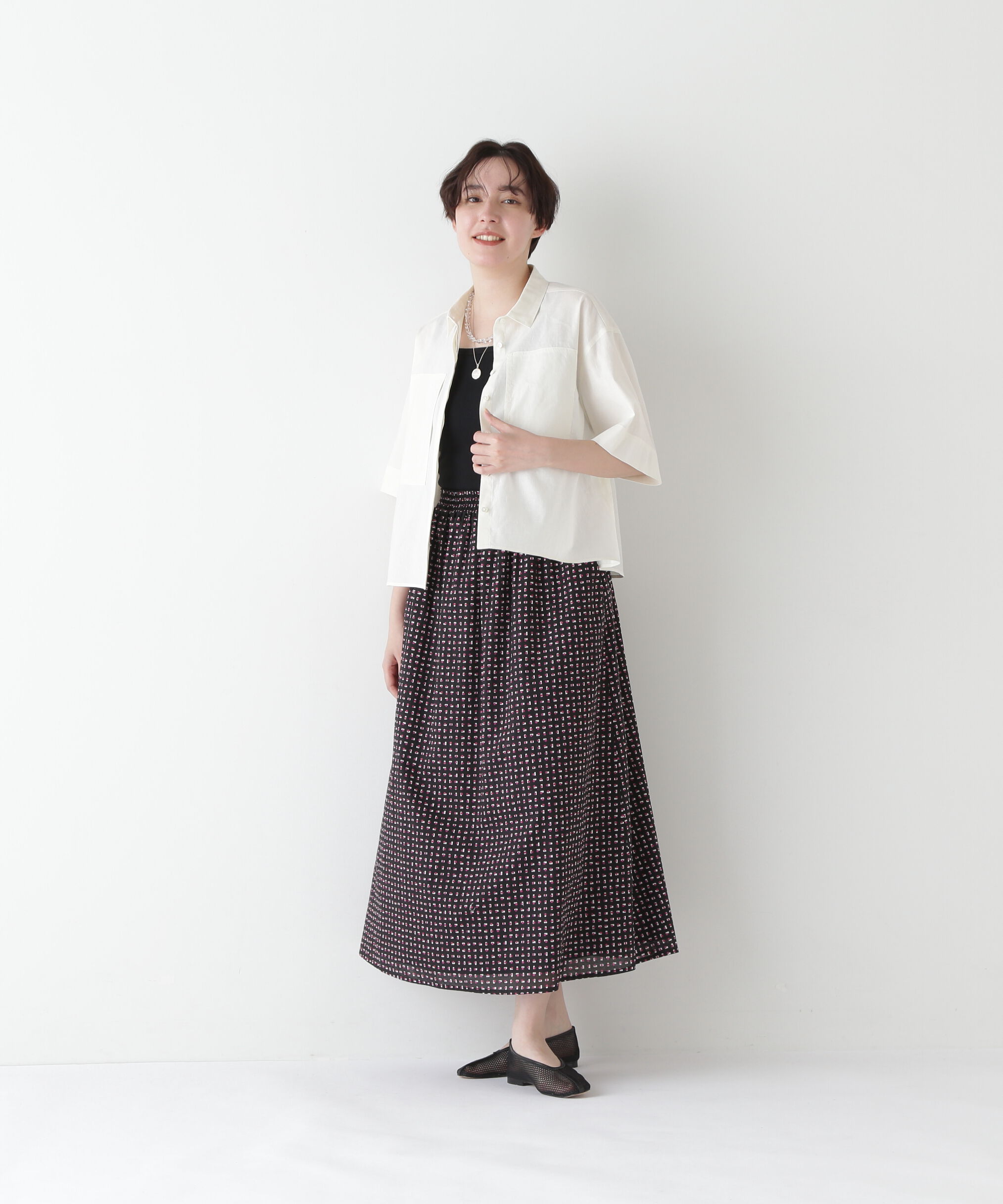  「◆コットンリネンシャンブレーハーフスリーブボックスシャツ」|シャツ・ブラウス|