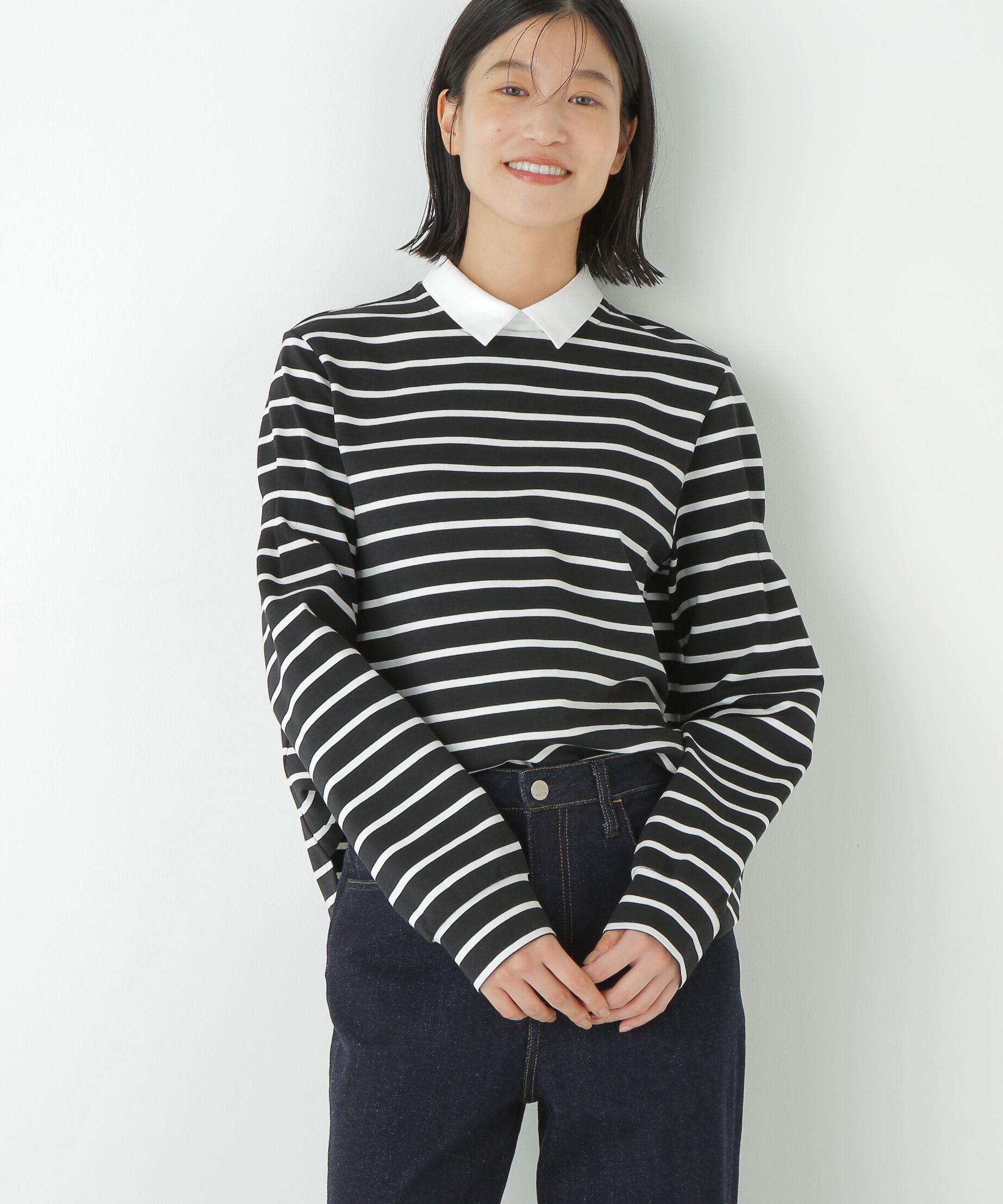  「◆ストレッチポンチシャツカラードッキングプルオーバー」|Tシャツ・カットソー|ブラックボー 3