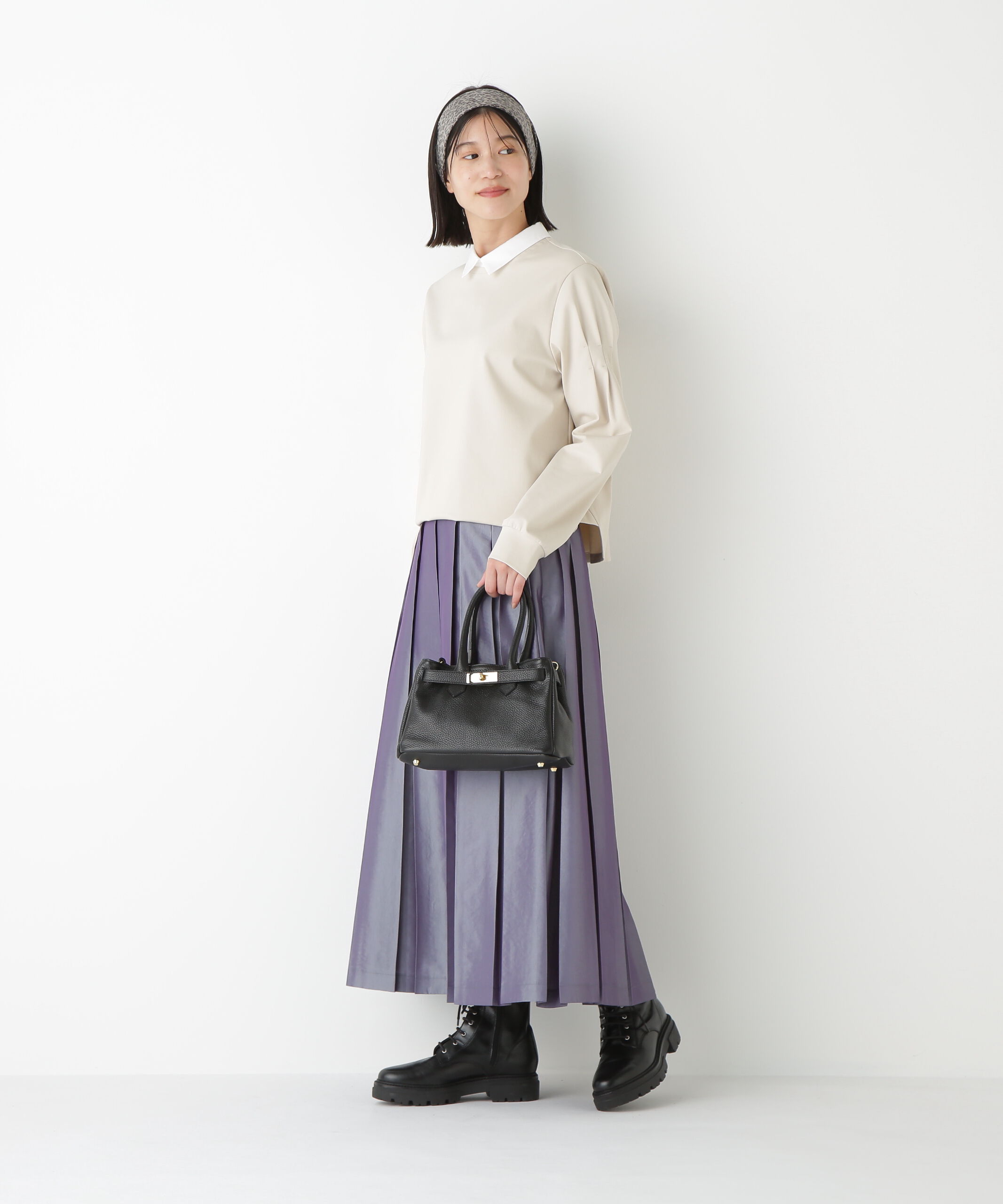  「◆ストレッチポンチシャツカラードッキングプルオーバー」|Tシャツ・カットソー|