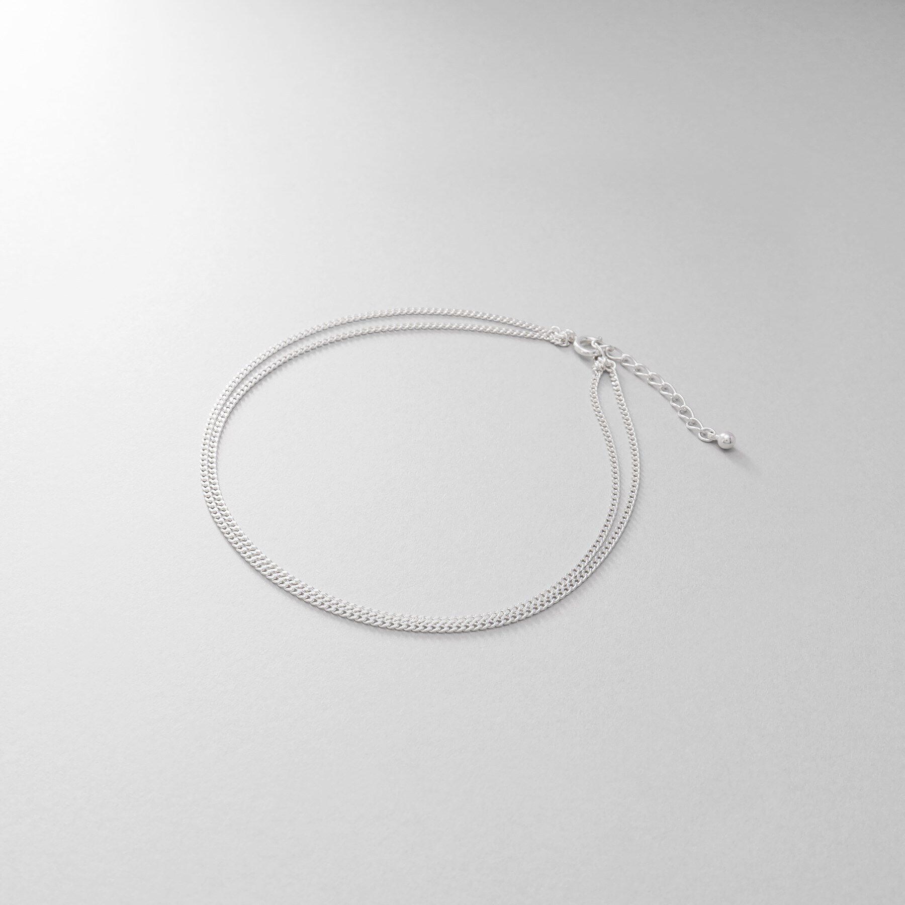 COCOSHNIK ONKITSCH「シルバー カーブチェーン ダブルアンクレット」|アンクレット|