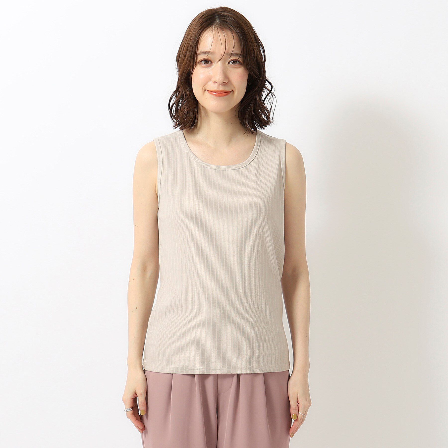 SHOO･LA･RUE「デイリー使いに ランダムテレコ タンクトップ」|キャミソール|