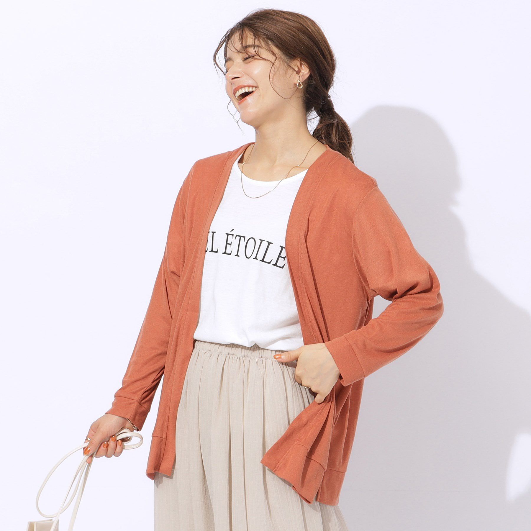 SHOO･LA･RUE「【2点セット】半袖ロゴTシャツ+カーディガン」|その他|オレンジ(067)