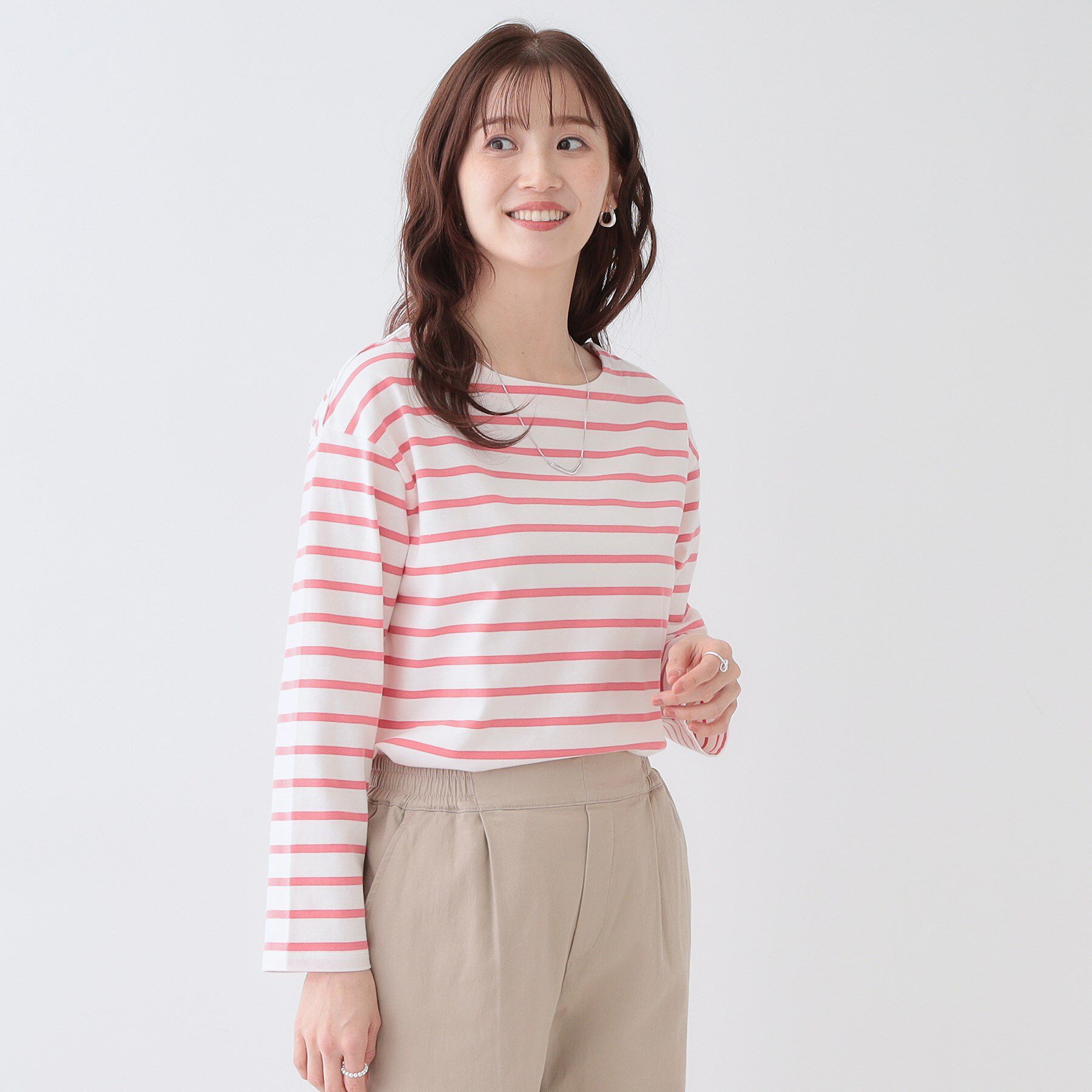 SHOO･LA･RUE「【洗える/S-LL】シンプルだから着回ししやすい コットンアソートロンT」|Tシャツ・カットソー|