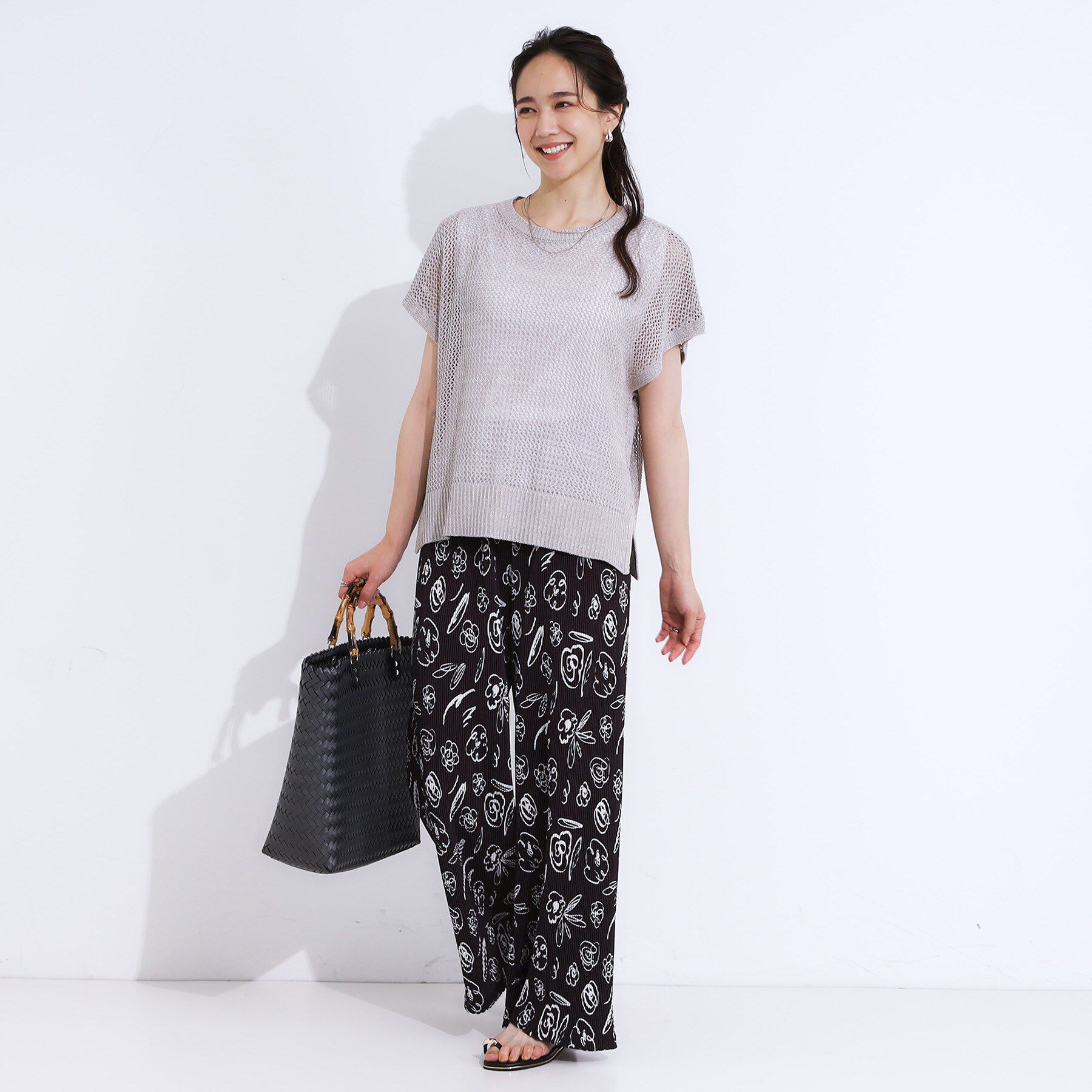 SHOO･LA･RUE「【S-LL】さらさら楽ちん プリーツ ワイドパンツ」|その他|