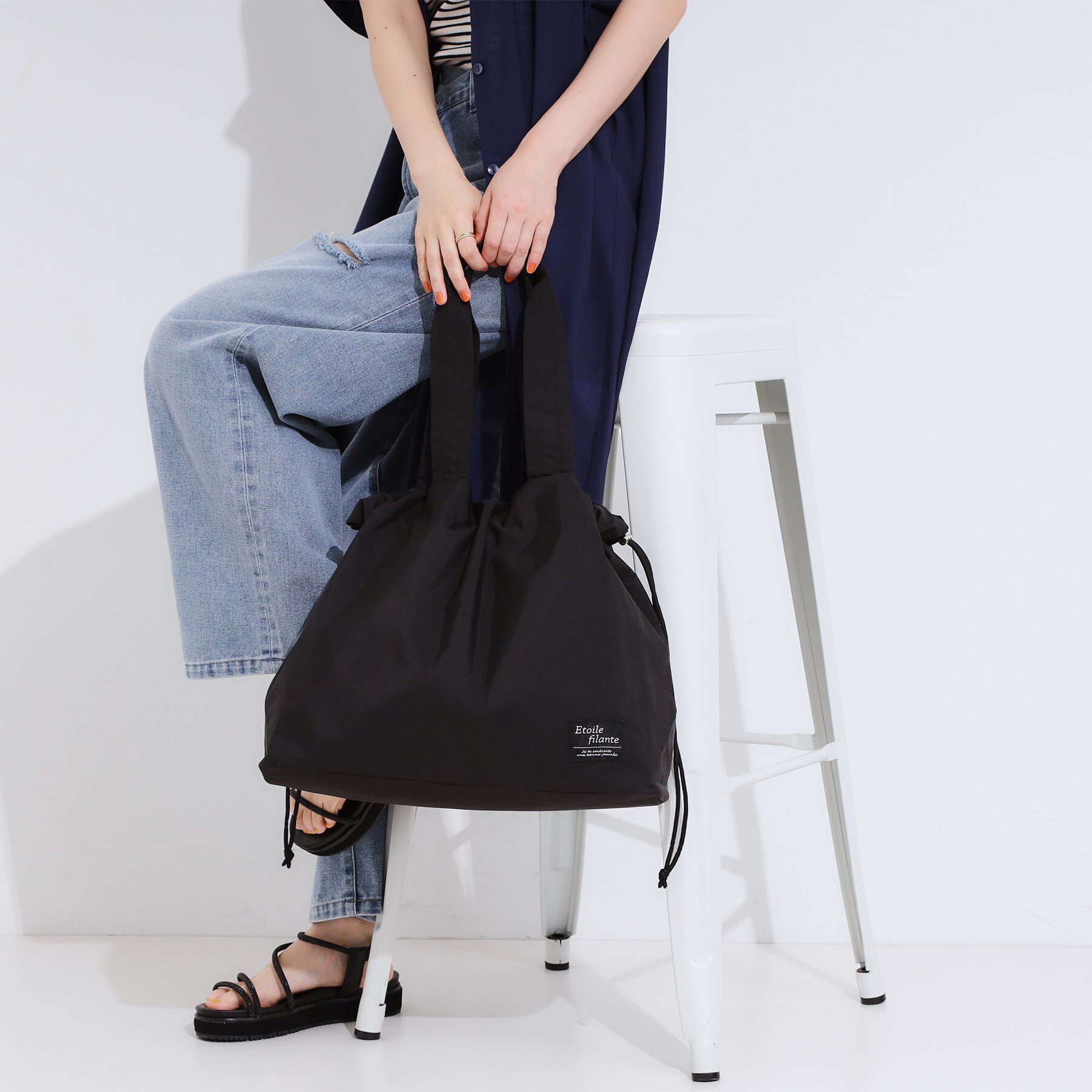 SHOO･LA･RUE「【撥水】ビッグ巾着トートバッグ」|トートバッグ|ブラック(019)