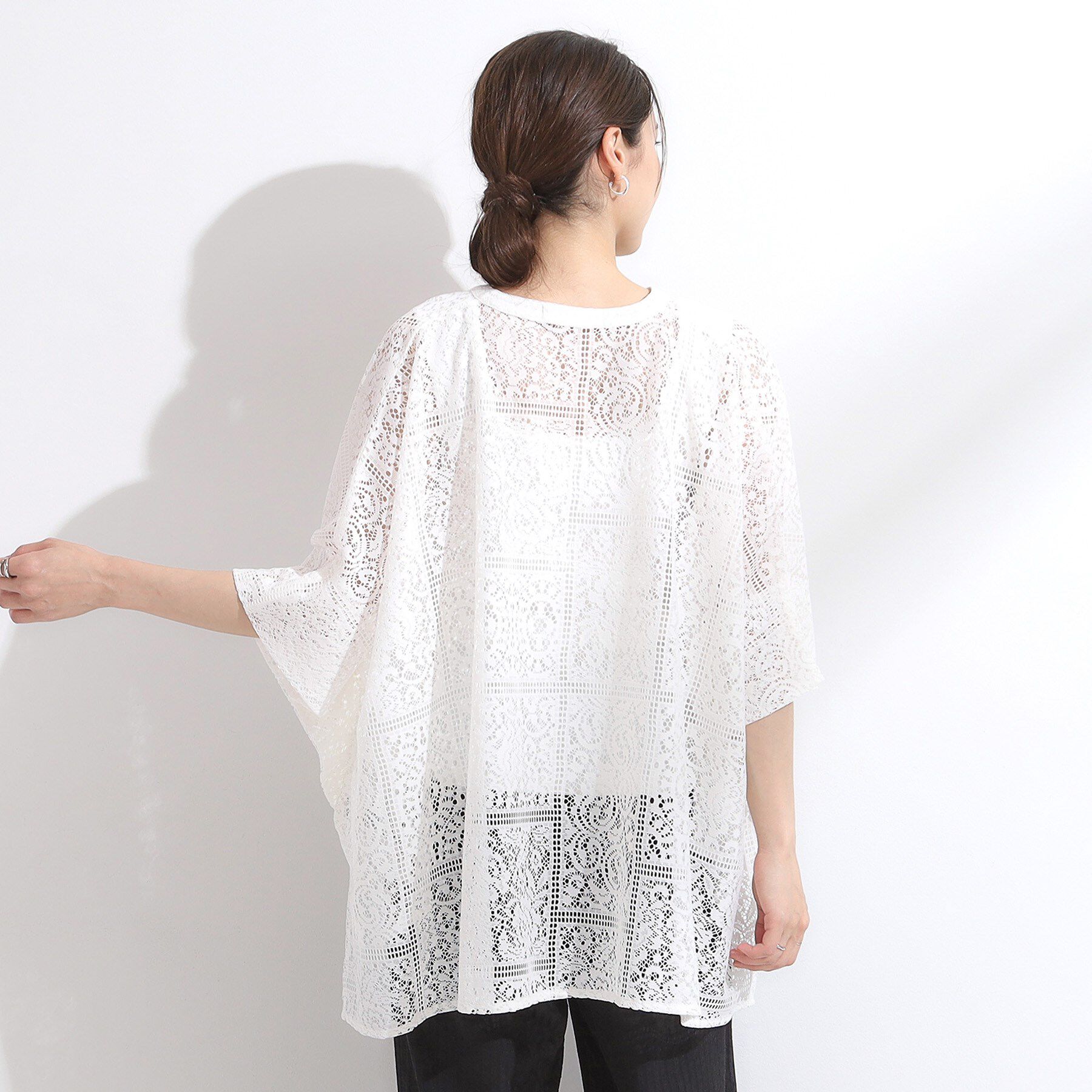 SHOO･LA･RUE「大人レトロスタイルに レースポンチョシャツ」|シャツ・ブラウス|