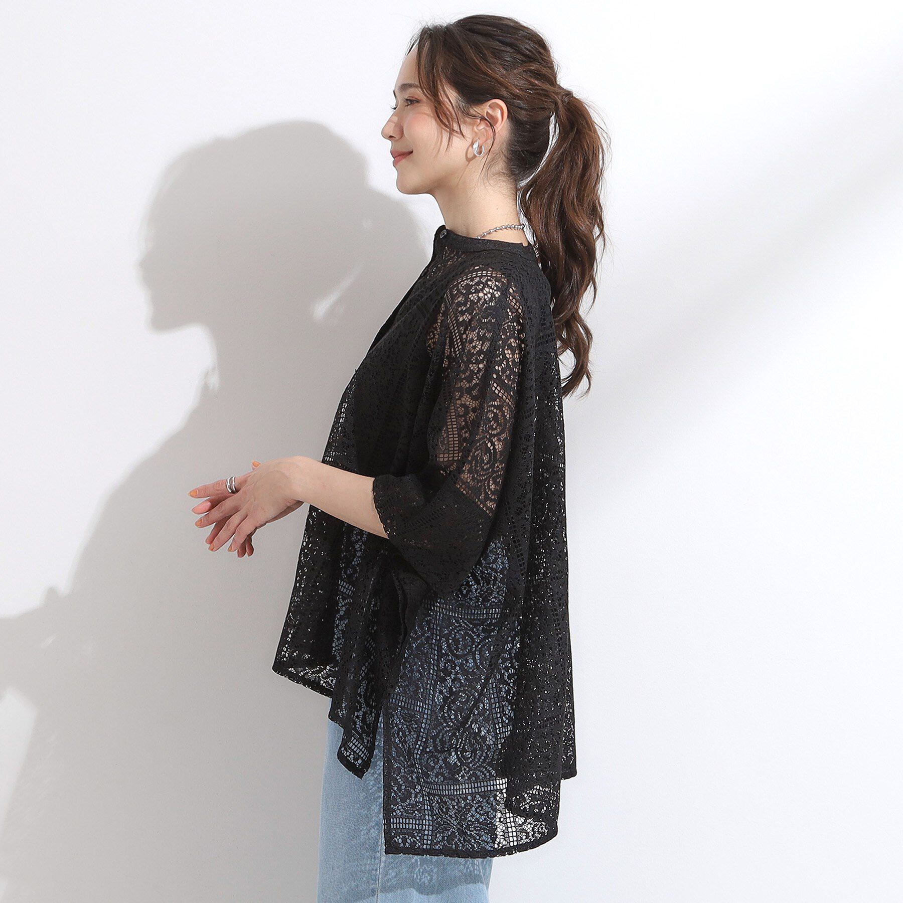 SHOO･LA･RUE「大人レトロスタイルに レースポンチョシャツ」|シャツ・ブラウス|