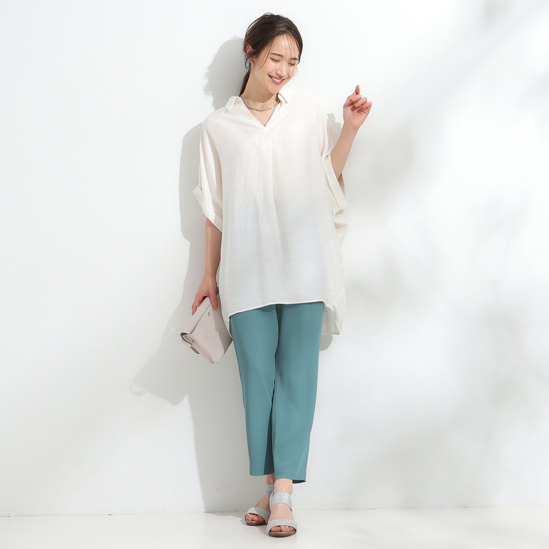 SHOO･LA･RUE「【ひんやり/S-LL】すっきりきれいに体型カバー コクーンシルエットワンピース」|チュニック|