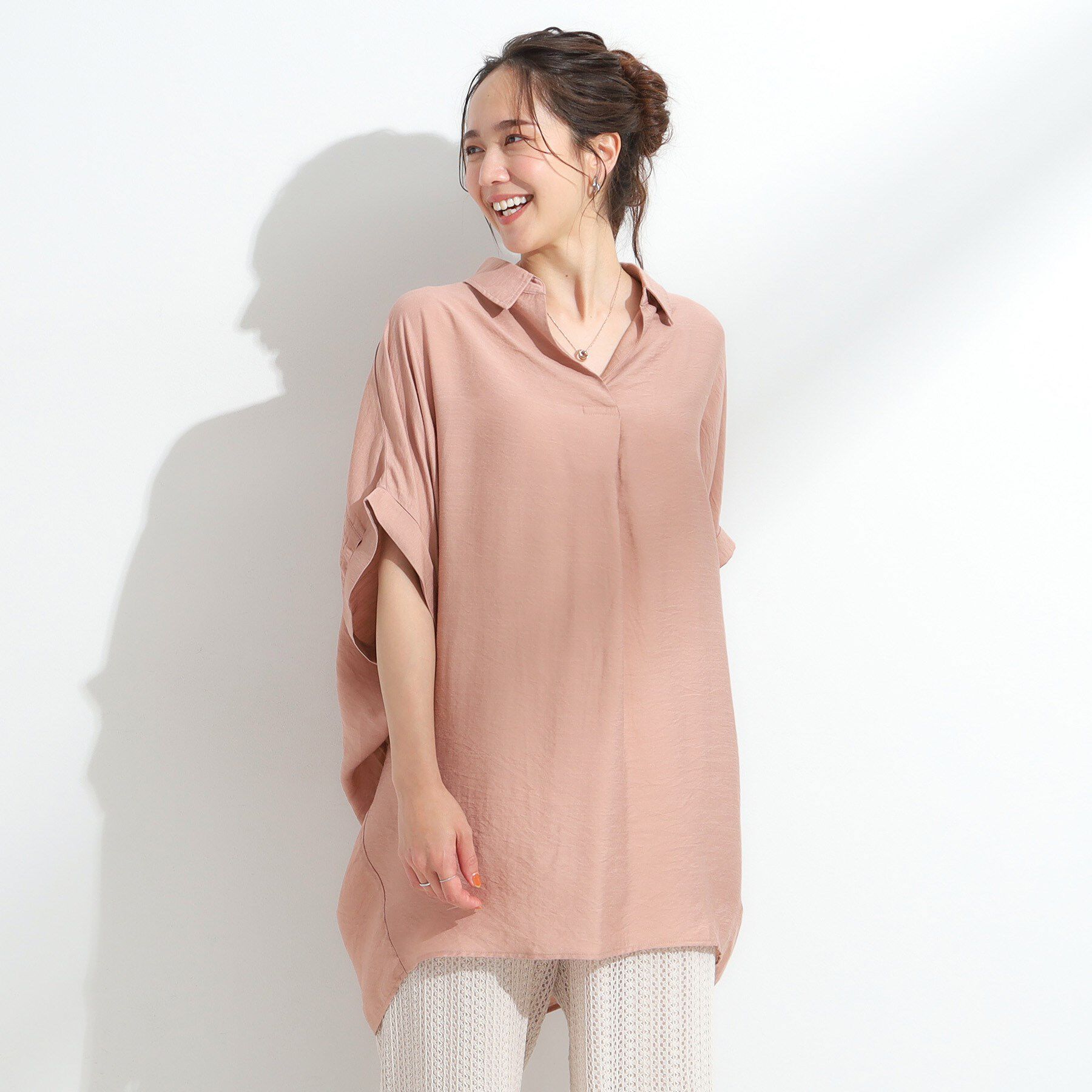 SHOO･LA･RUE「【ひんやり/S-LL】すっきりきれいに体型カバー コクーンシルエットワンピース」|チュニック|