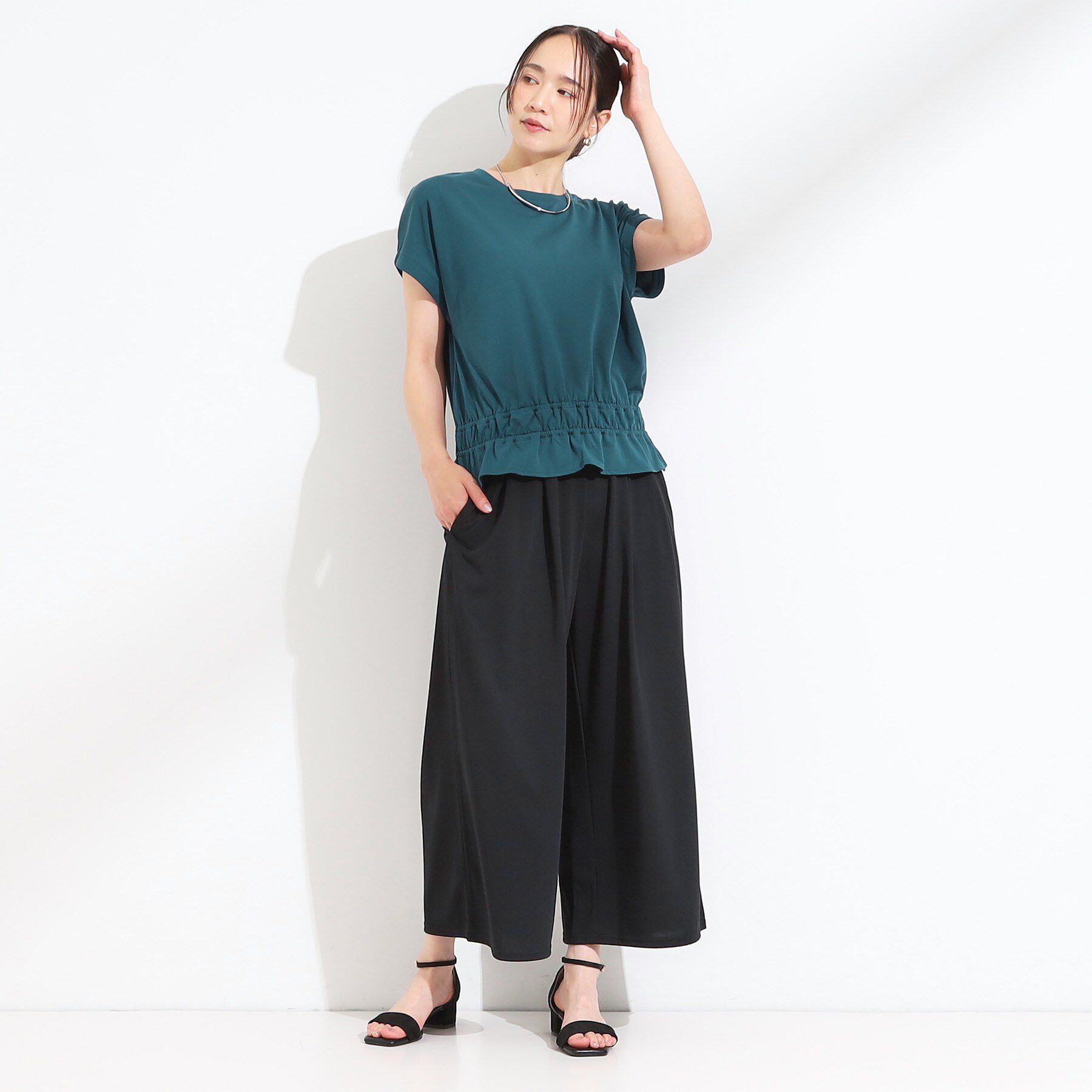 SHOO･LA･RUE「【ひんやり/2点セット】コーデに悩まず決まる トップス＋ガウチョパンツ」|スーツ|