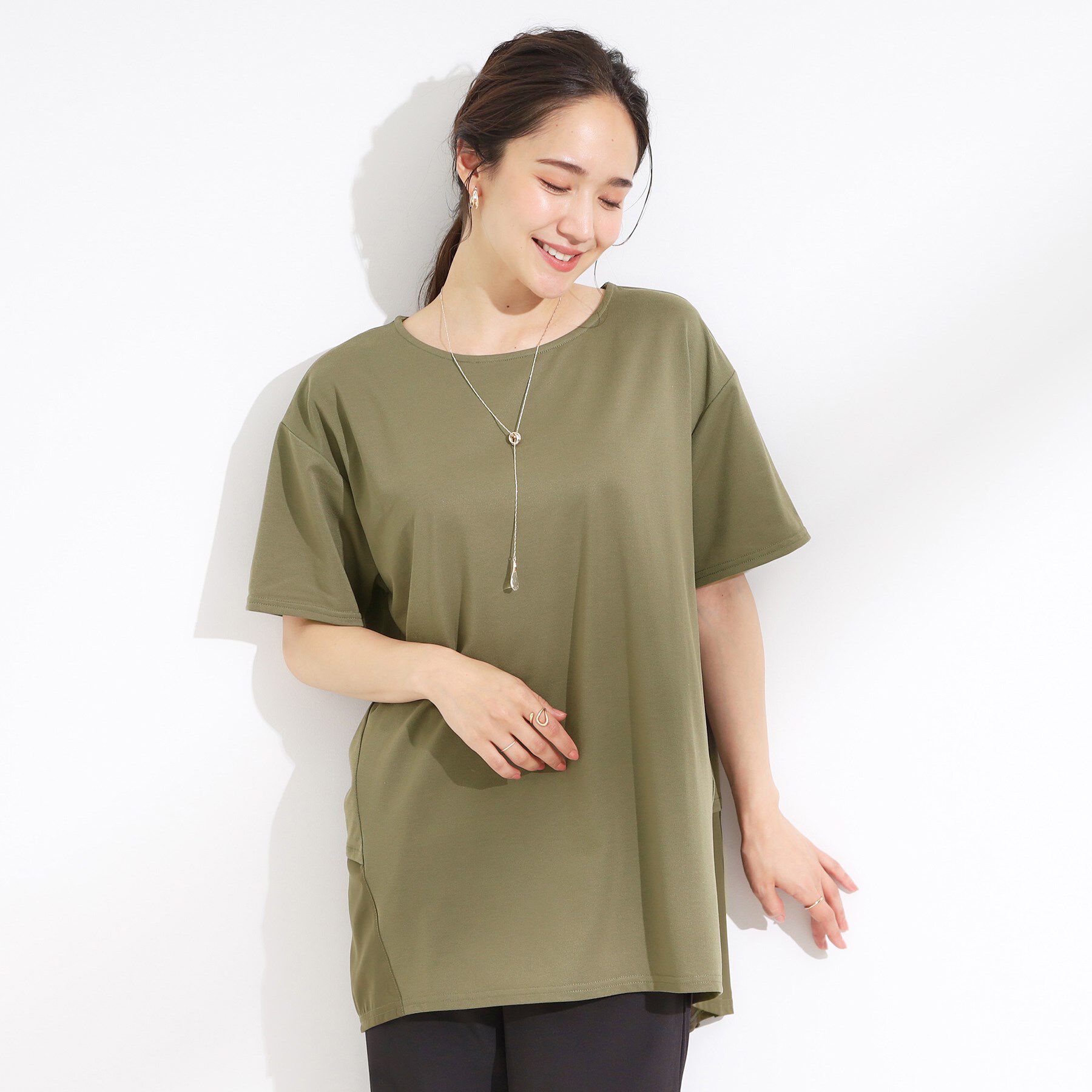 SHOO･LA･RUE「【S-LL/UV/吸水速乾】きれいに体型カバー Aライン チュニックワンピース」|チュニック|