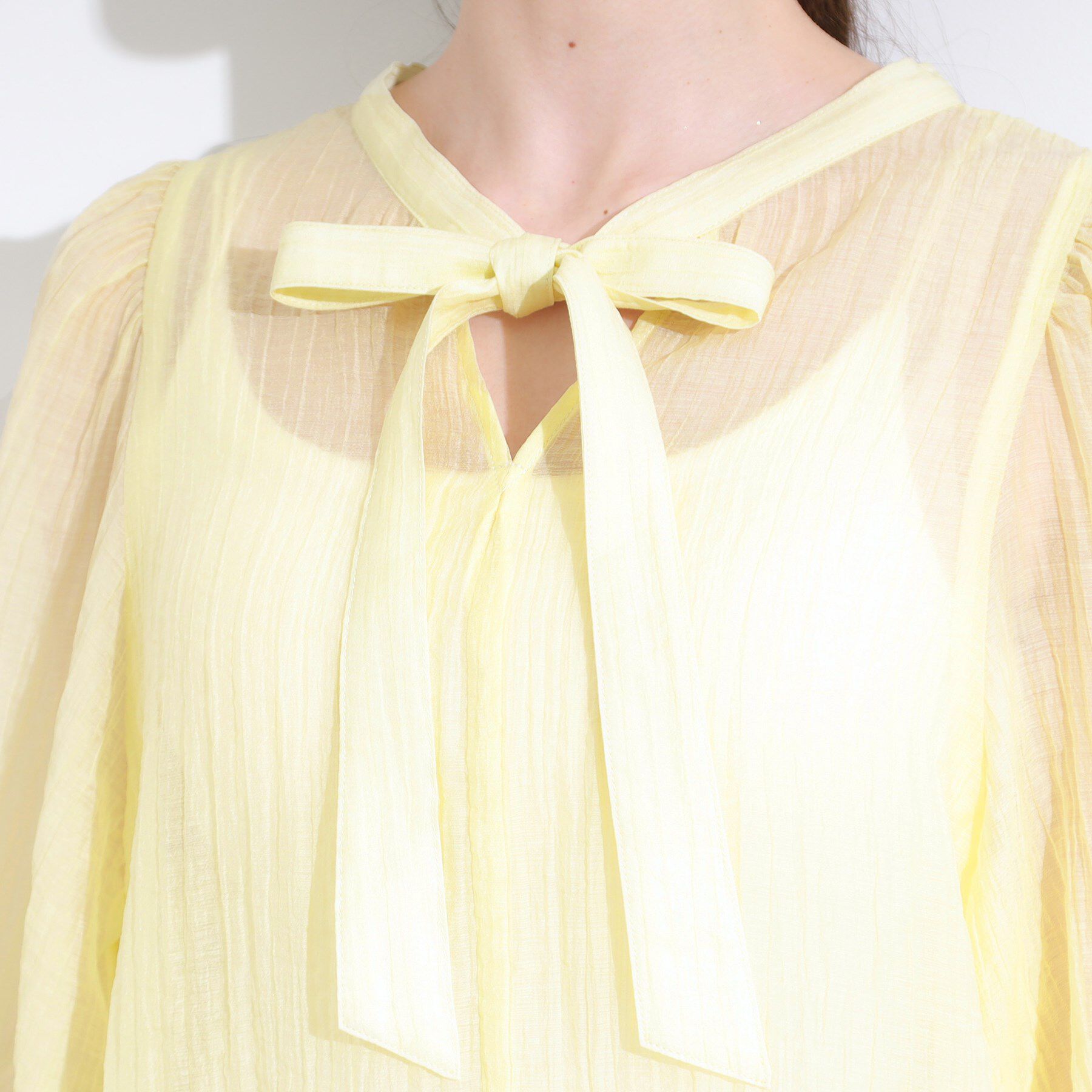 SHOO･LA･RUE「【S-LL/前後2WAY】バルーンスリーブが華やか こなれ見えシアーブラウス」|シャツ・ブラウス|