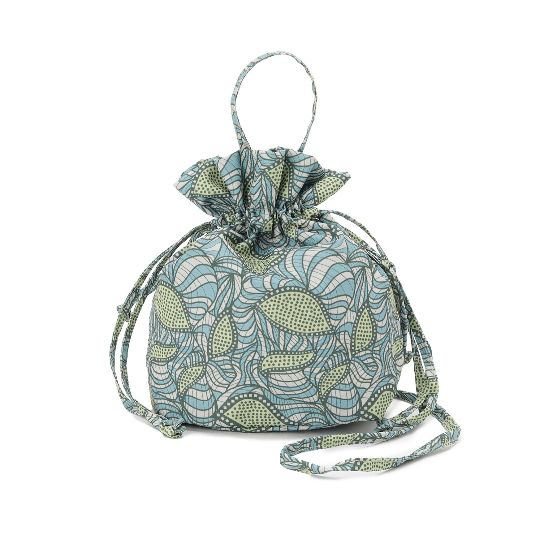 SHOO･LA･RUE「ころんとしたフォルムが魅力 ラタプリント 巾着ショルダーバッグ」|ショルダー・メッセンジャー|