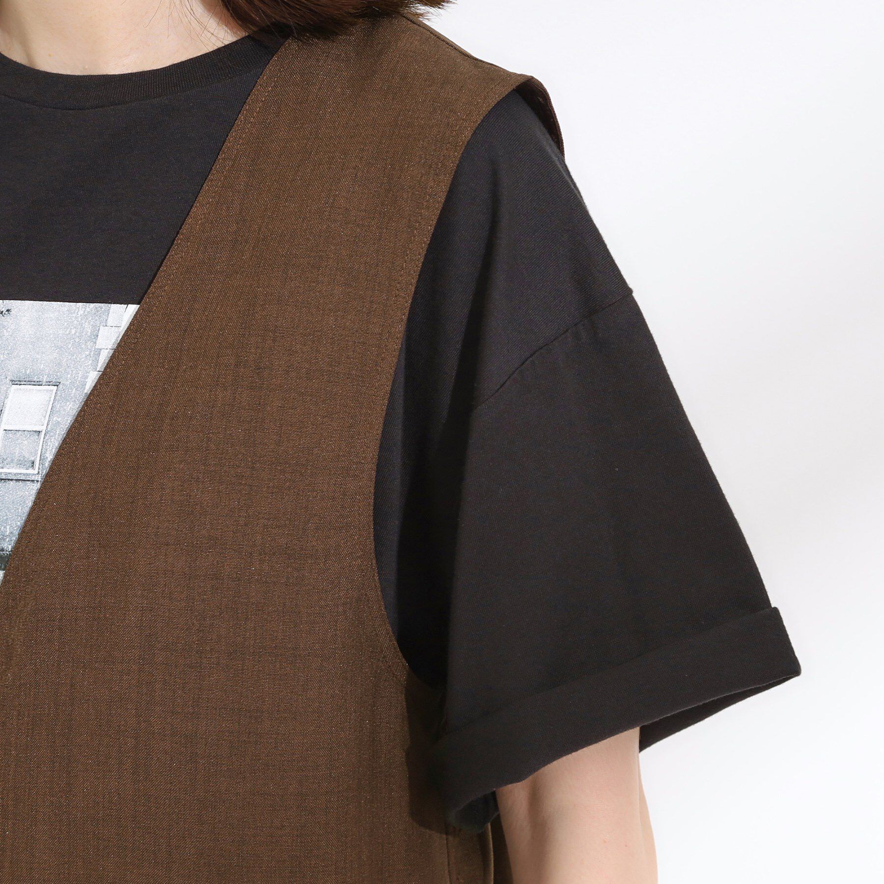 SHOO･LA･RUE「【セットアップ可】さらりと軽やかに ダブルジップ麻調ジレ」|ベスト・ジレ|