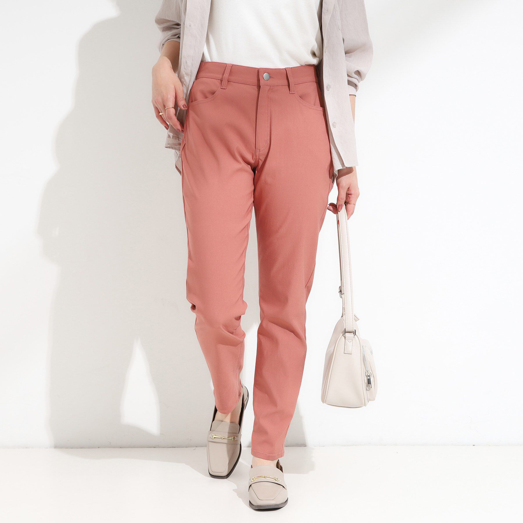 SHOO･LA･RUE「【S-LL】ぐんぐん伸びる ハイパースキニーパンツ」|その他|オレンジ(067)