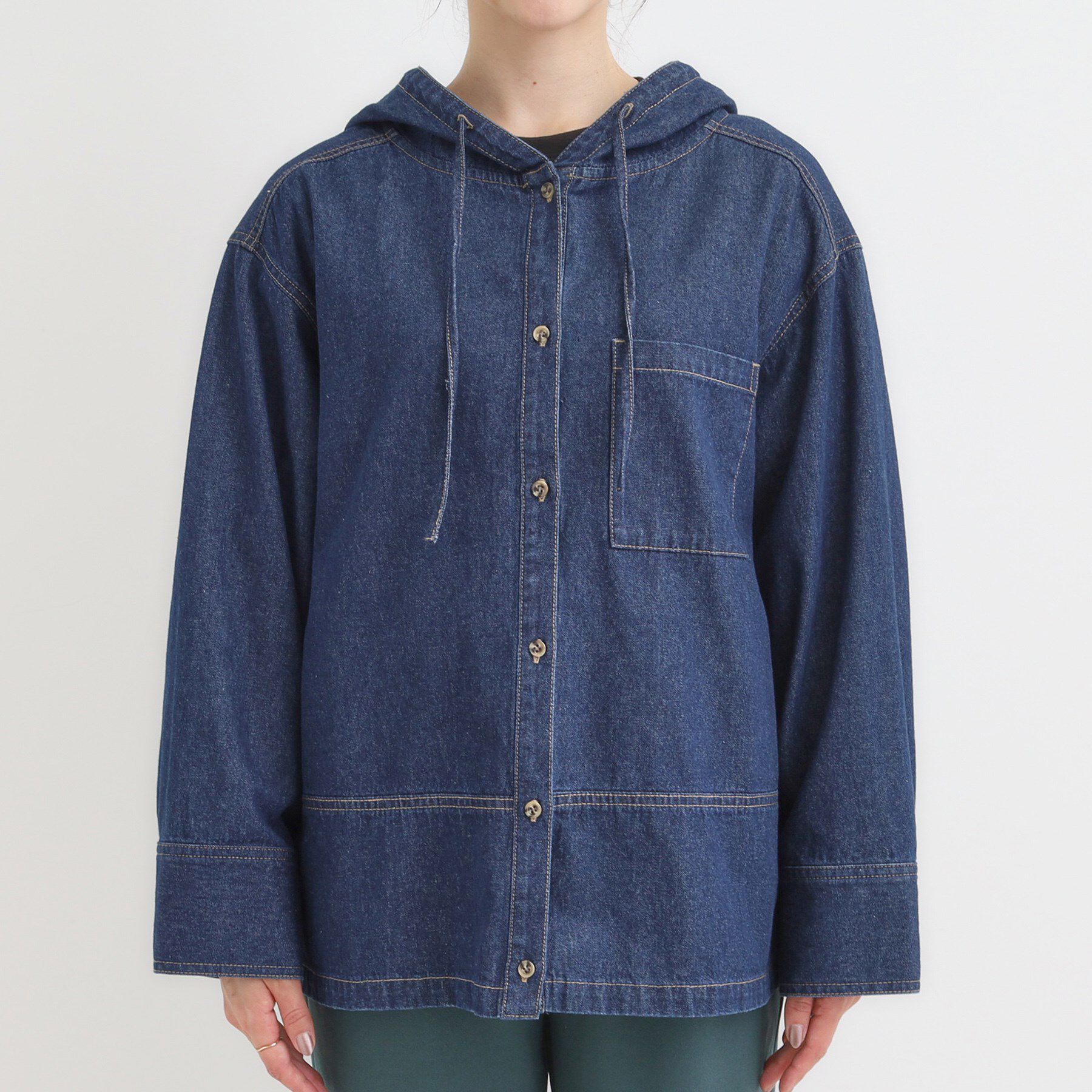 SHOO･LA･RUE「【S-LL】こなれ感ある着こなしに デニムフーディーブルゾン」|デニムジャケット|