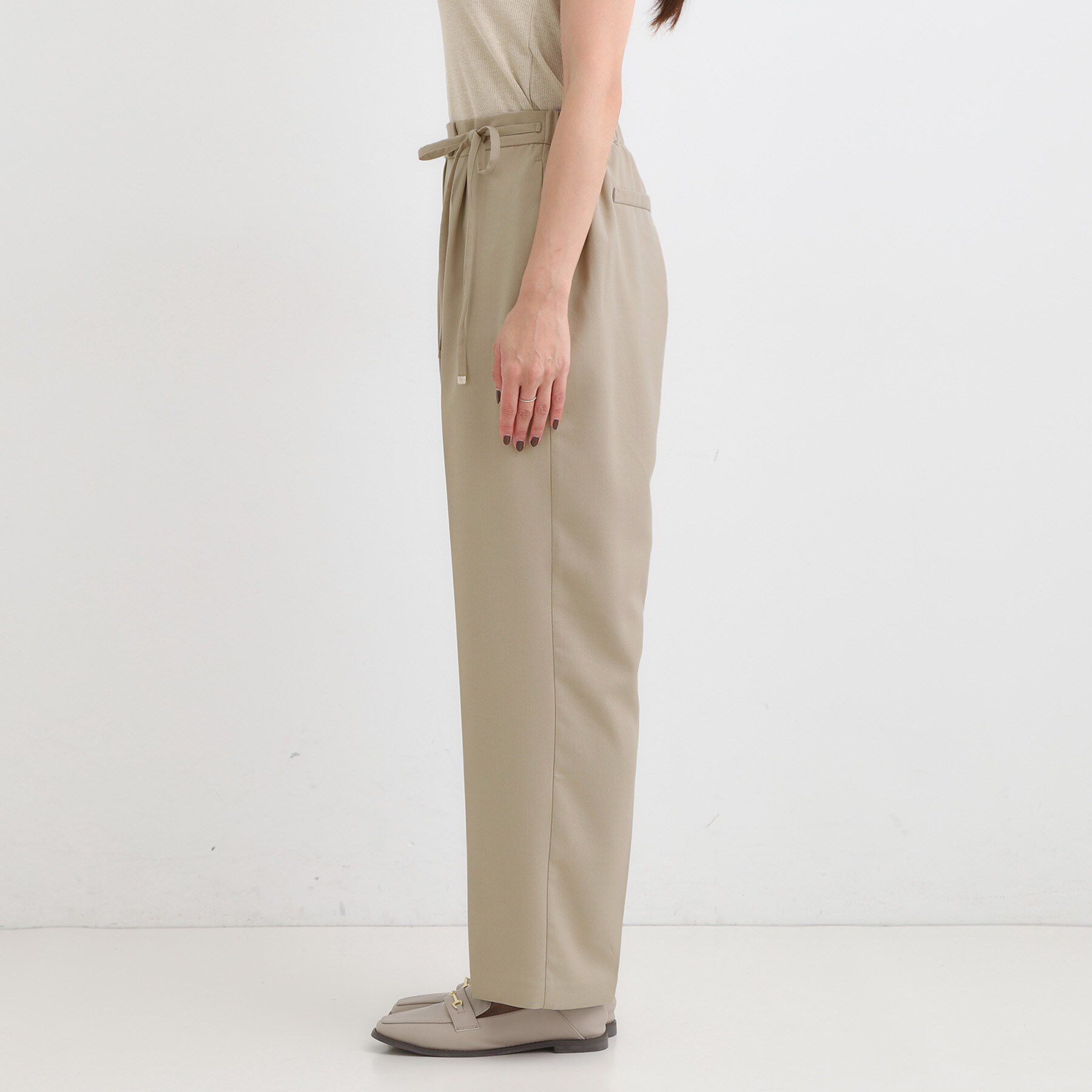 SHOO･LA･RUE「【S-LL】ウエストリボンがアクセント ゆったりテーパードパンツ」|その他|