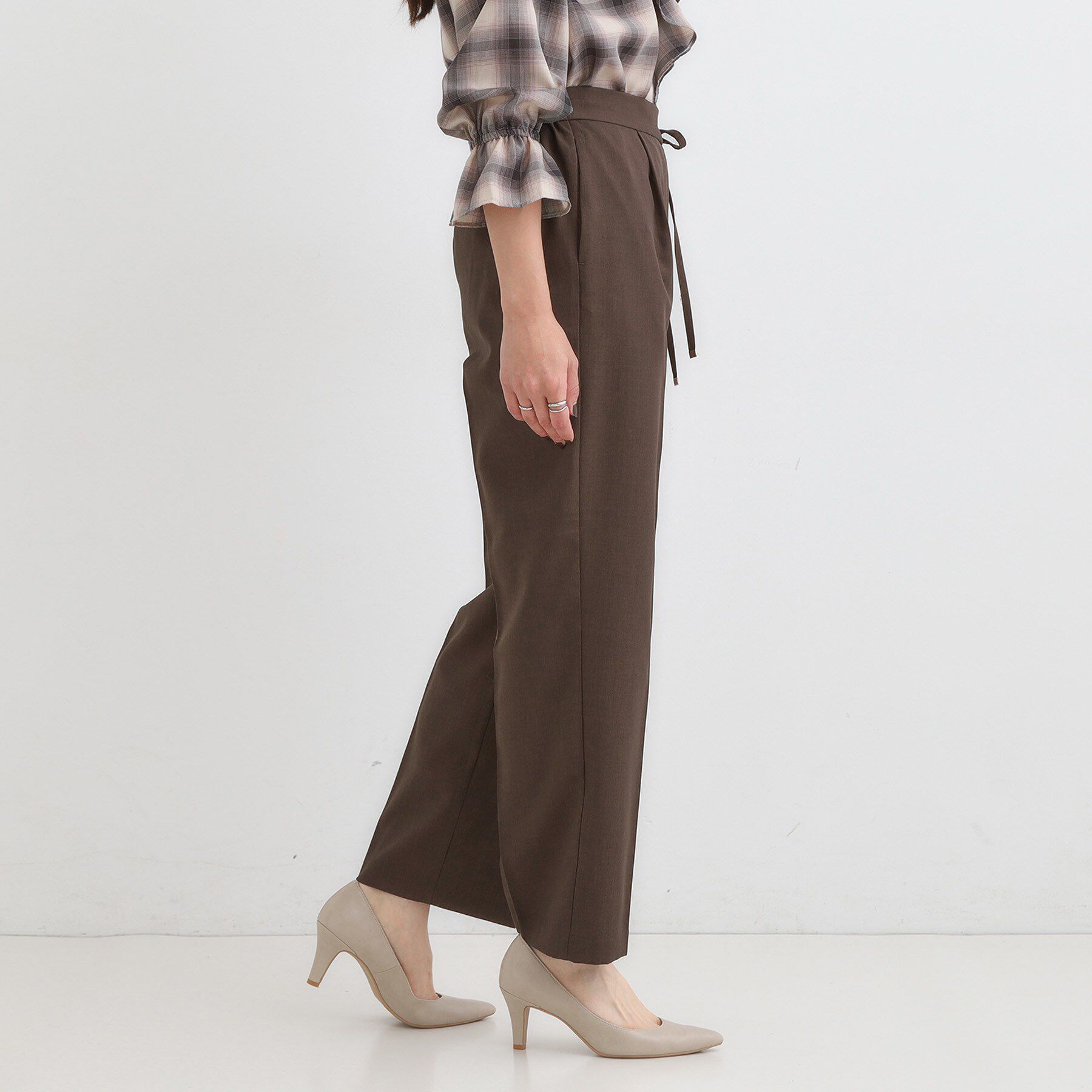 SHOO･LA･RUE「【S-LL】ウエストリボンがアクセント ゆったりテーパードパンツ」|その他|