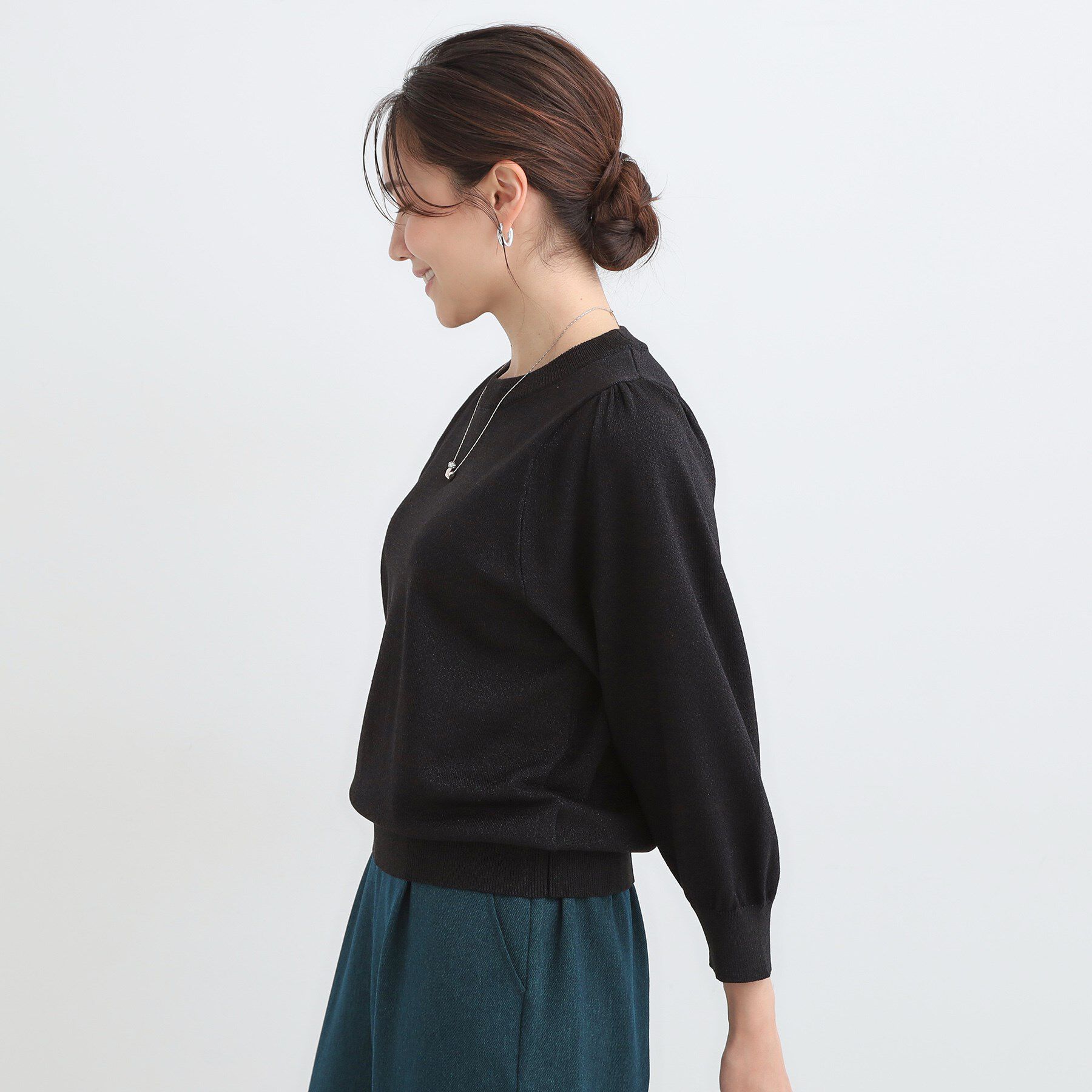 SHOO･LA･RUE「【洗濯機可/S-LL/アンサンブル可】8分袖で手元を華奢に魅せる さらっとタッチニット」|ニット・セーター|