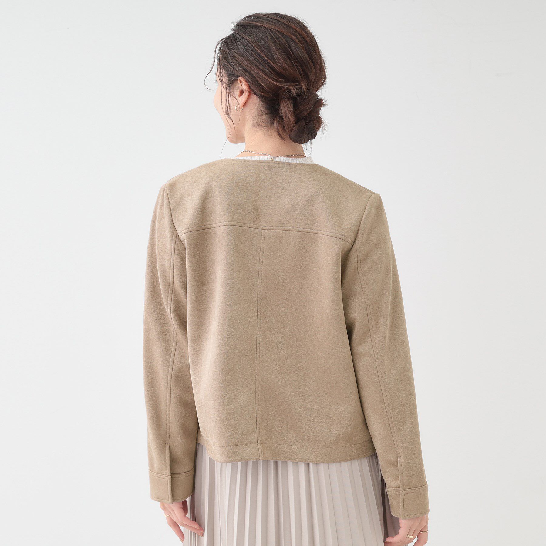 SHOO･LA･RUE「【S-LL】上品さを纏う やわらか フェイクスエードブルゾン」|ブルゾン・スタジャン|