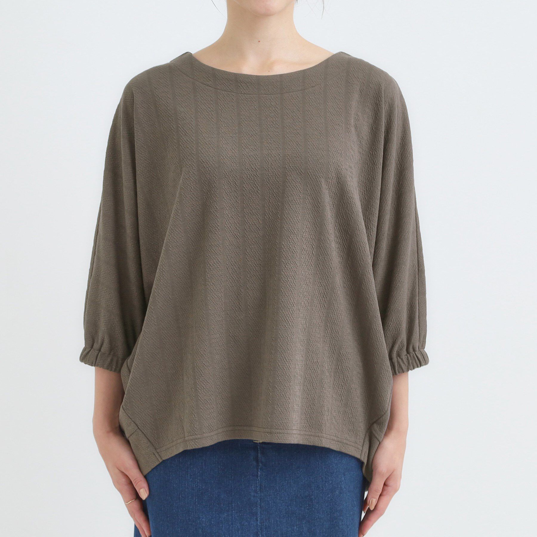 SHOO･LA･RUE「【S-LL/7分袖】さらっとしたタッチ ゆるシルエットが心地よいドルマントップス」|Tシャツ・カットソー|