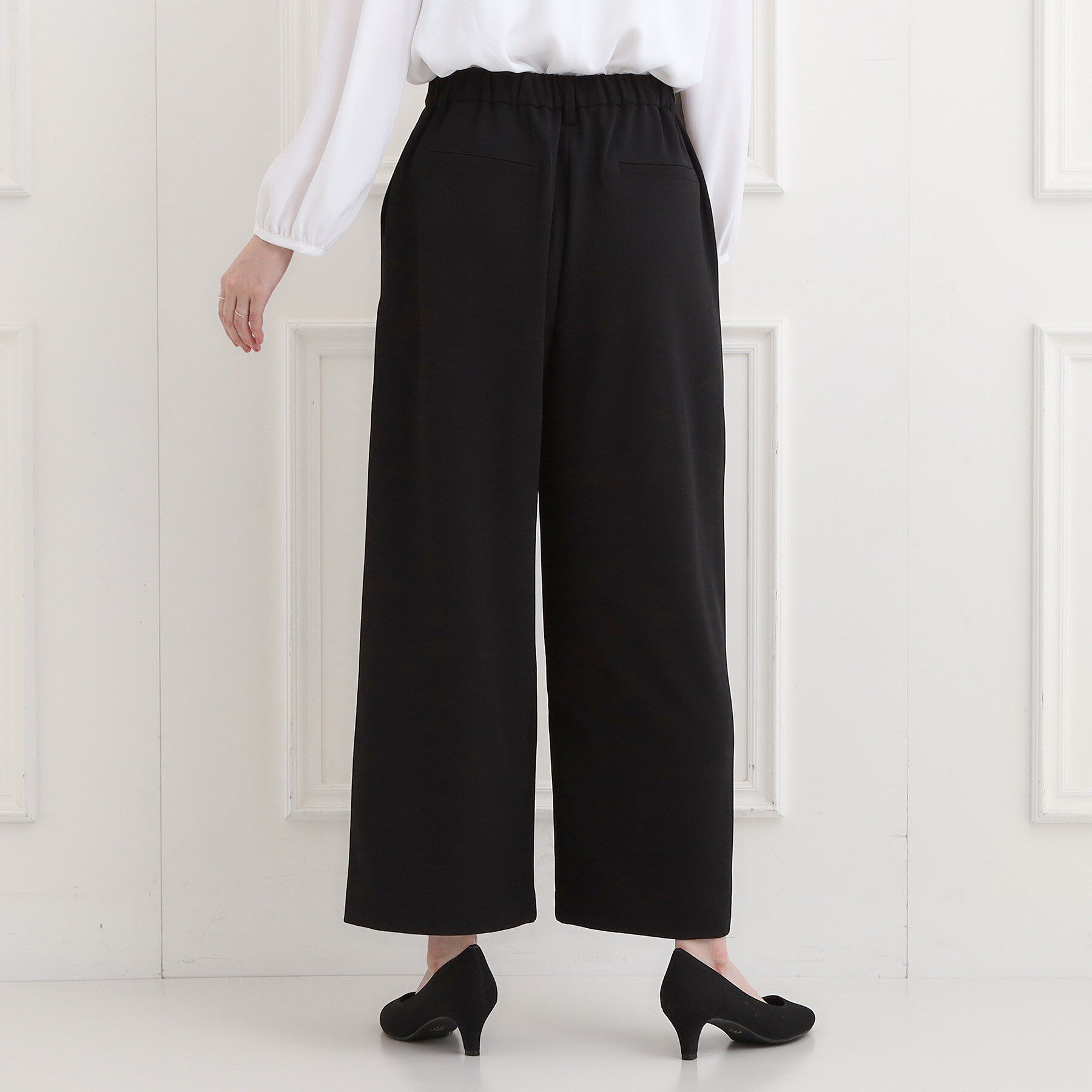 SHOO･LA･RUE「【洗濯機可/S-3L/イージーケア】きちんと楽に。カットジョーゼットワイドパンツ」|その他|
