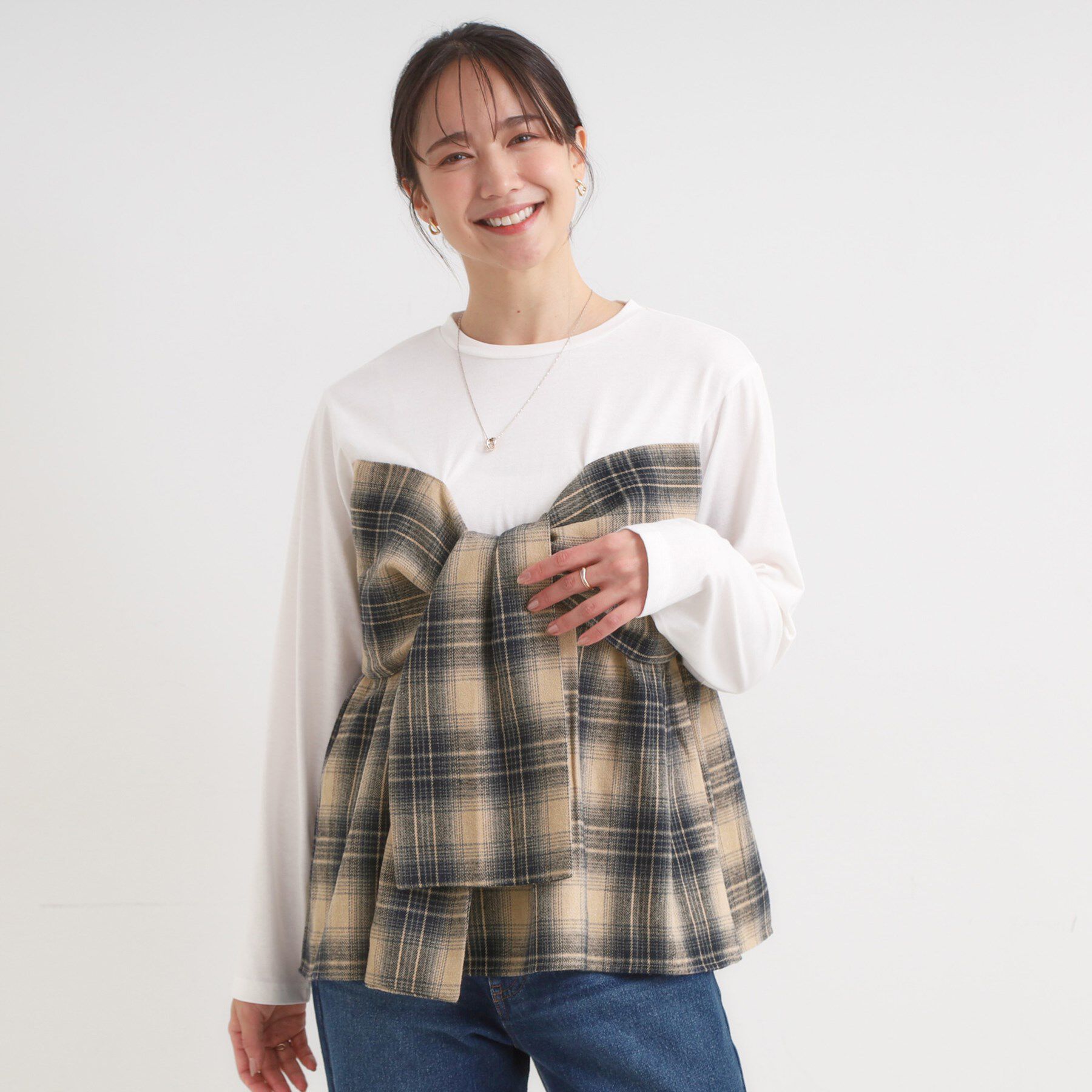 SHOO･LA･RUE「シャツレイヤード風で1枚でサマ見え ロンT」|Tシャツ・カットソー|