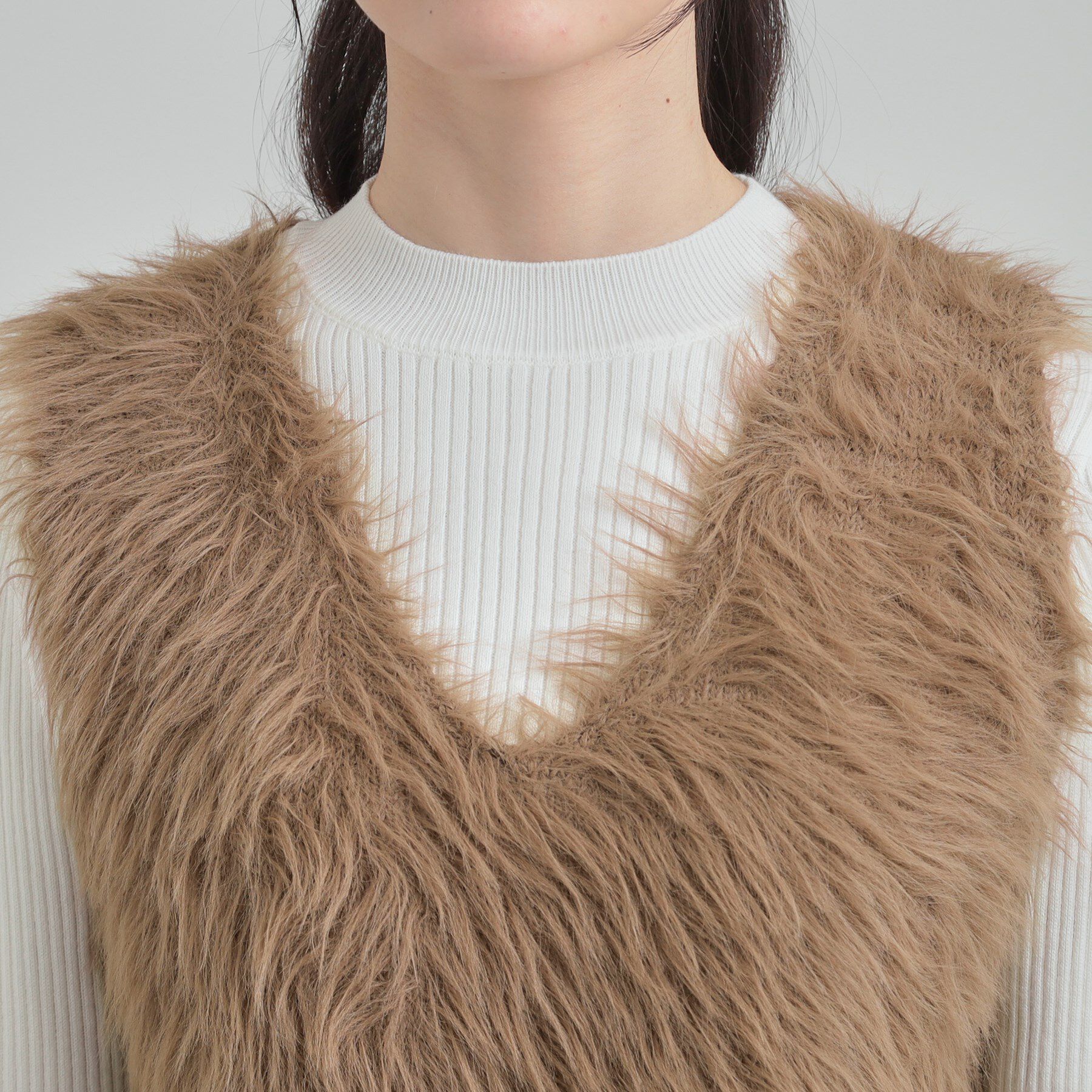 SHOO･LA･RUE「【S-LL/2点セット】着るだけでコーデが決まる フェザーニットベスト&times;リブニット」|その他|