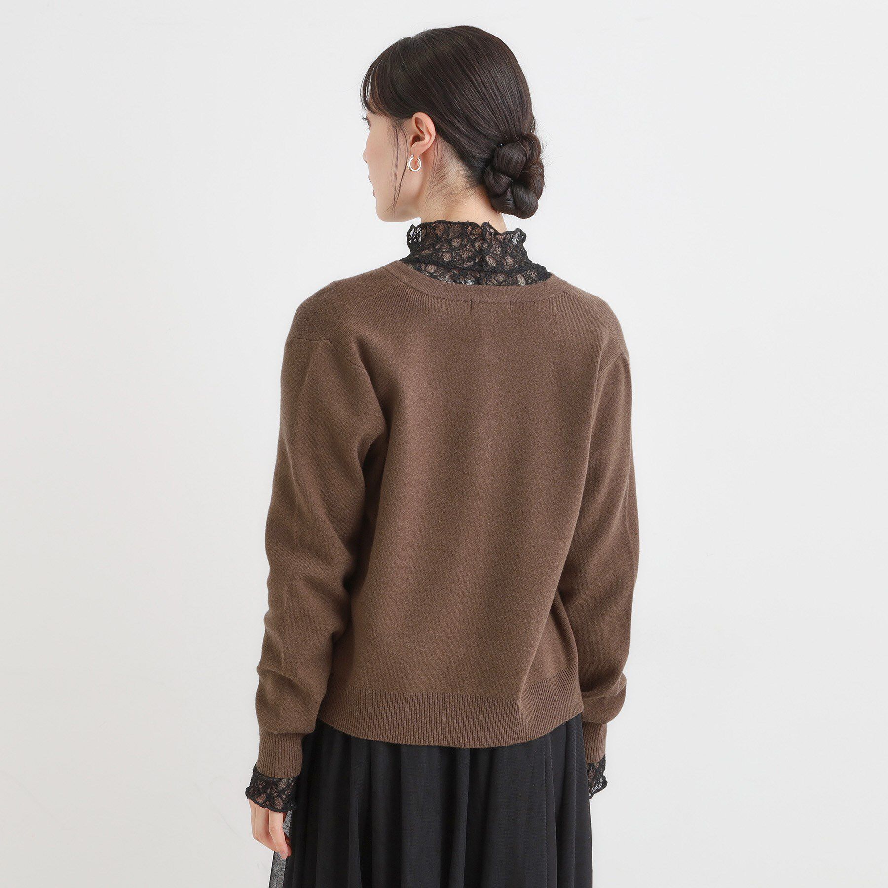 SHOO･LA･RUE「【セットアップ可/洗濯機可】もちもちタッチが心地よい クルーネックカーディガン」|カーディガン|