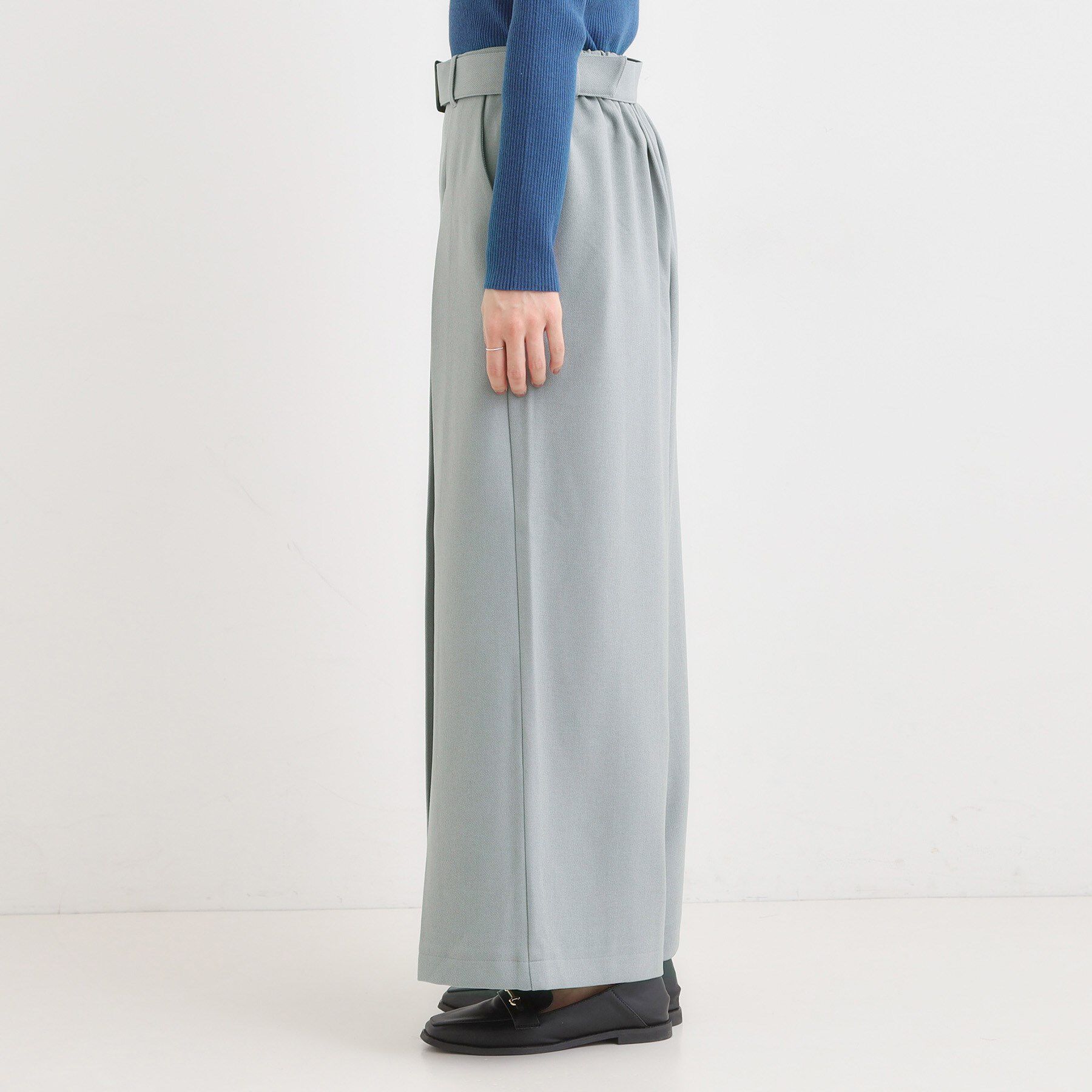 SHOO･LA･RUE「【着丈選べる/S-LL】大人のきれいめスタイルに ベルト付きワイドパンツ」|その他|