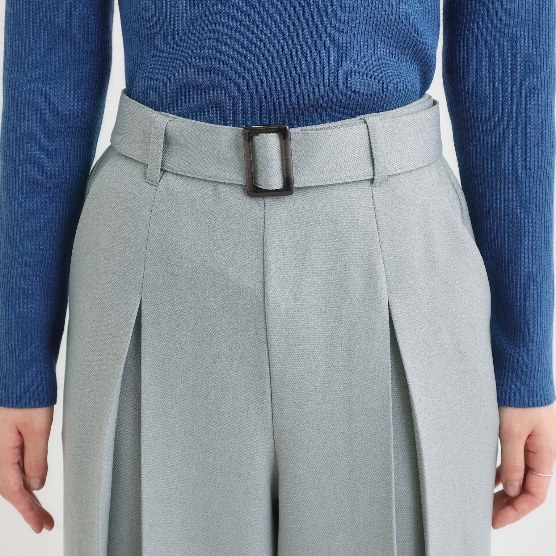 SHOO･LA･RUE「【着丈選べる/S-LL】大人のきれいめスタイルに ベルト付きワイドパンツ」|その他|