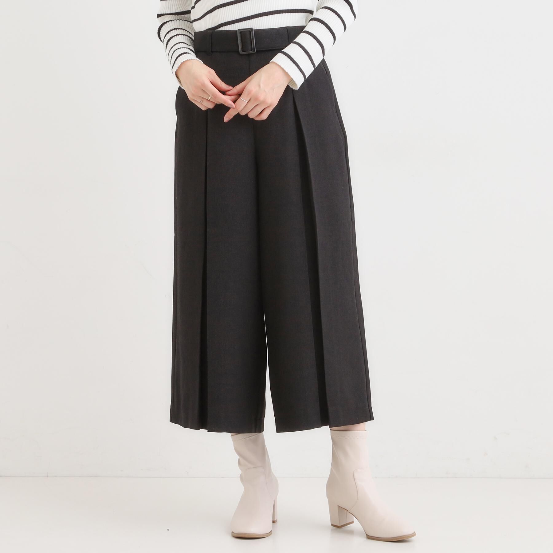 SHOO･LA･RUE「【着丈選べる/S-LL】大人のきれいめスタイルに ベルト付きワイドパンツ」|その他|
