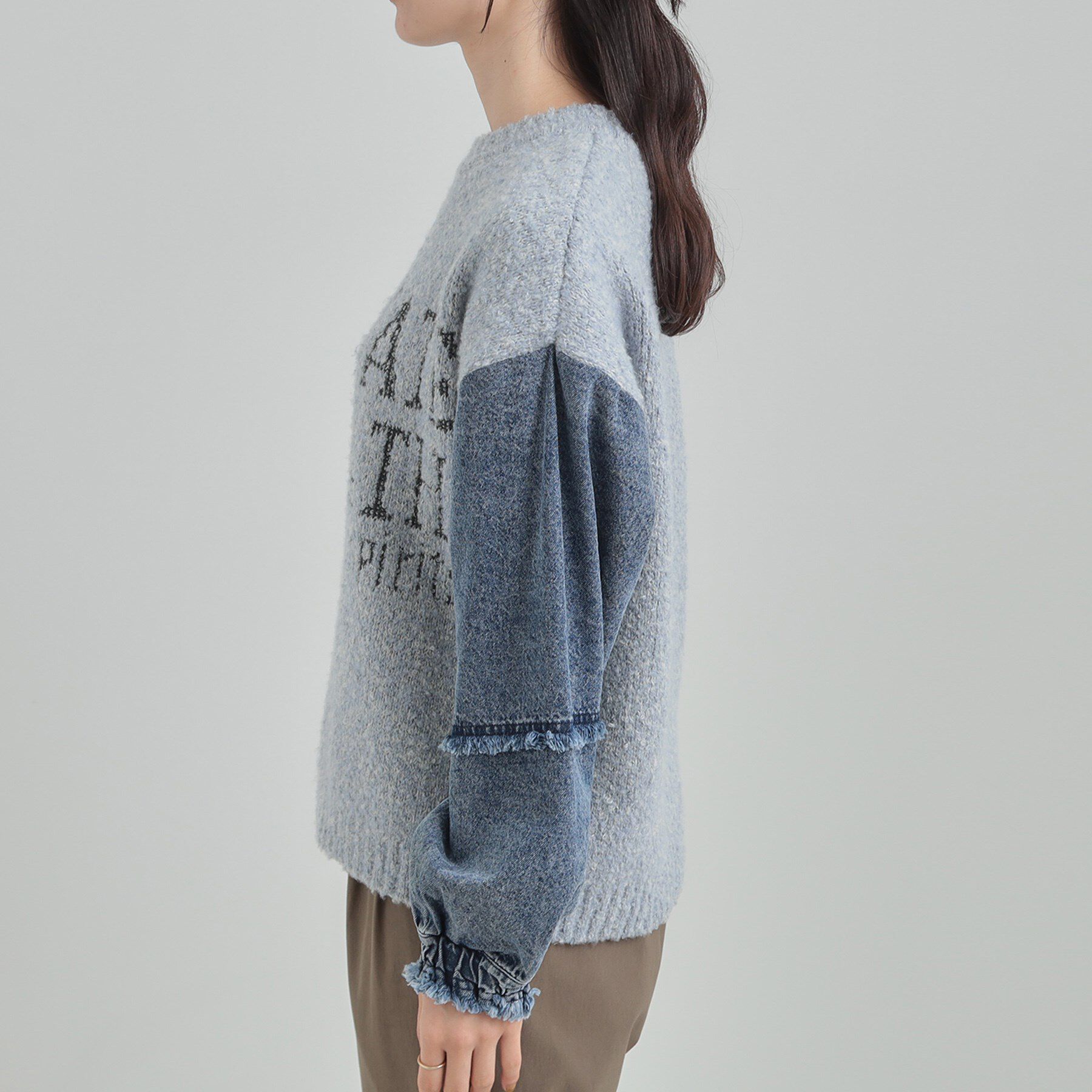 SHOO･LA･RUE「お袖デニム切替 ブークレロゴニット」|ニット・セーター|