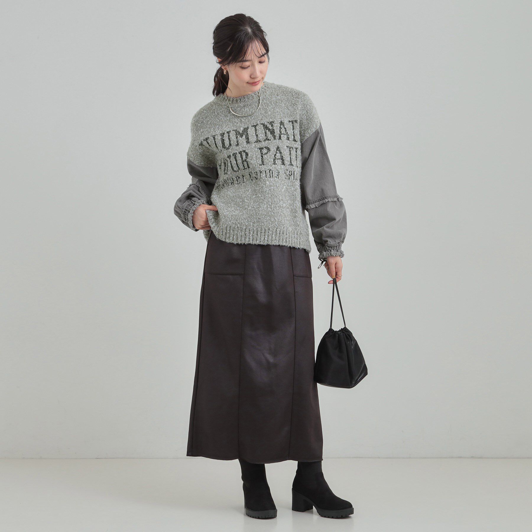 SHOO･LA･RUE「お袖デニム切替 ブークレロゴニット」|ニット・セーター|