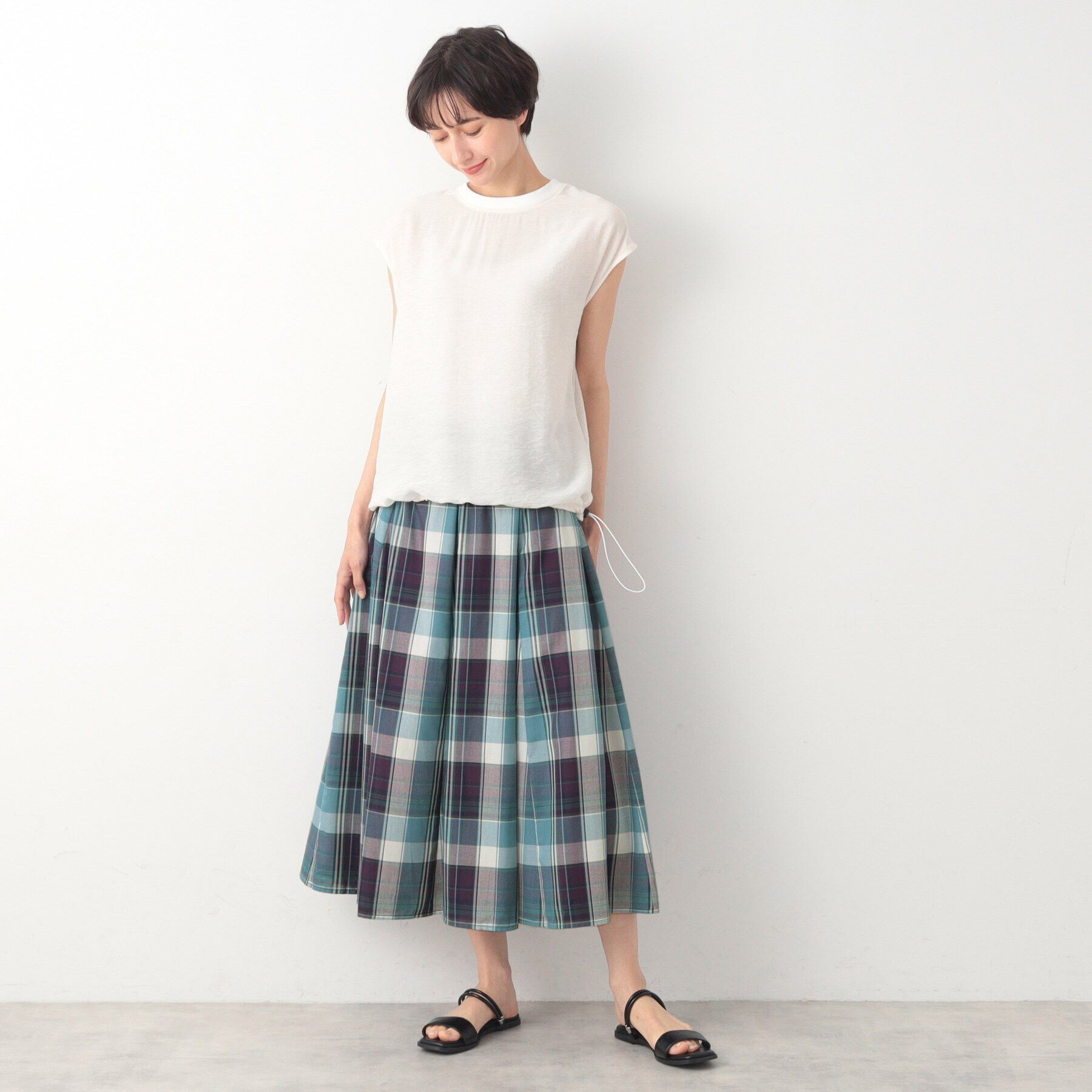 Dessin「【洗える・ウエストゴム】映えチェック/ストライプスカート（XS～L）」|スカート|