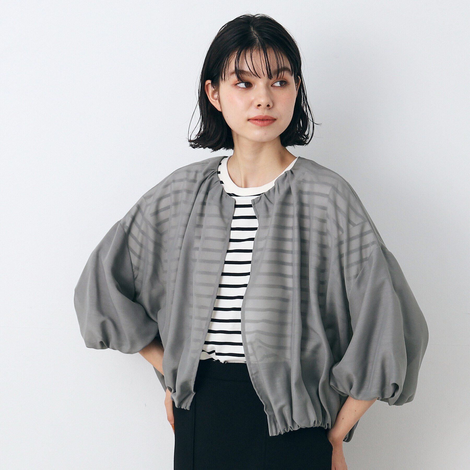 Dessin「【洗える】バルーンスリーブファブリックカーデ」|カーディガン|