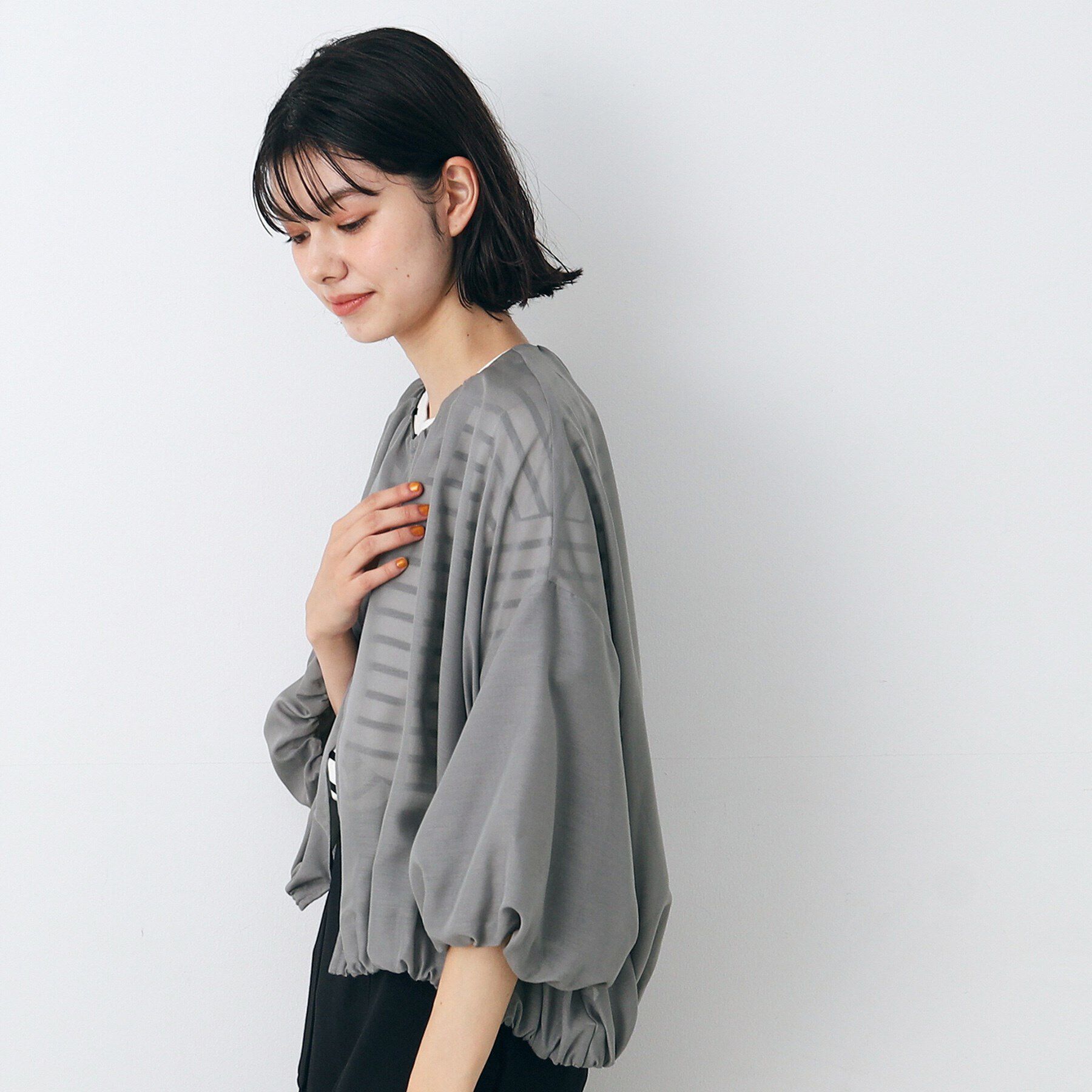 Dessin「【洗える】バルーンスリーブファブリックカーデ」|カーディガン|