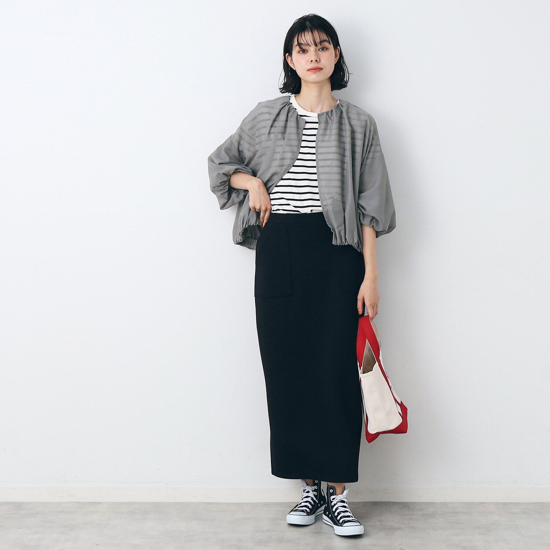 Dessin「【洗える】バルーンスリーブファブリックカーデ」|カーディガン|