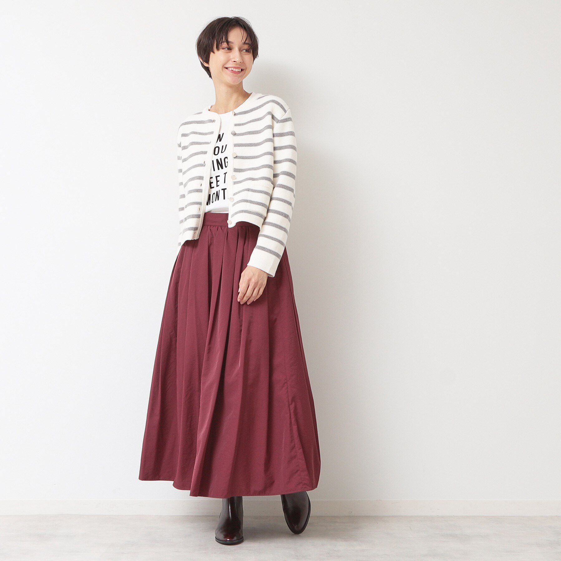 Dessin「【洗える】ゴールドボタン付きボーダーカーディガン」|カーディガン|