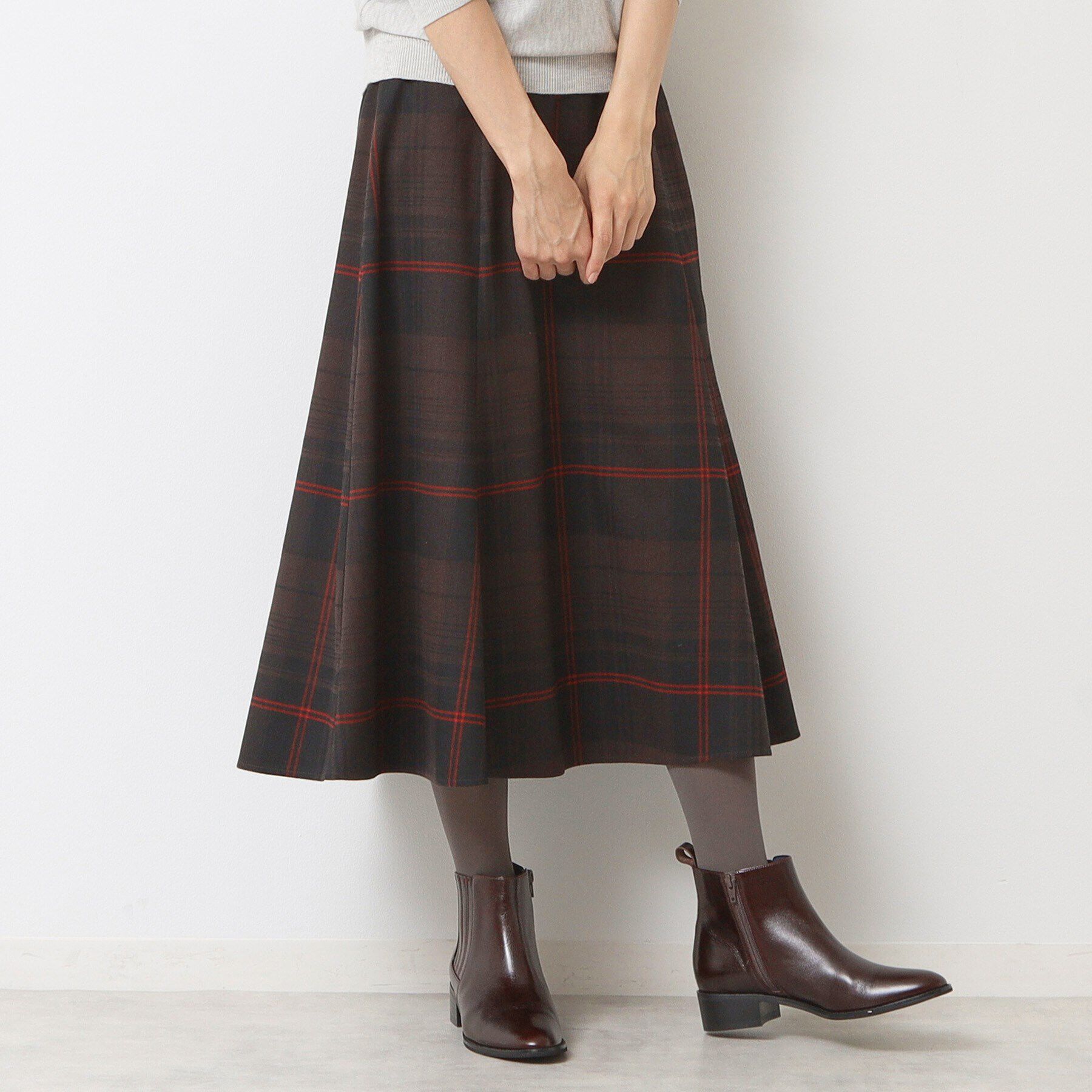 Dessin「【後ろゴム・洗える】チェック柄フレアースカート(XS～L)」|スカート|