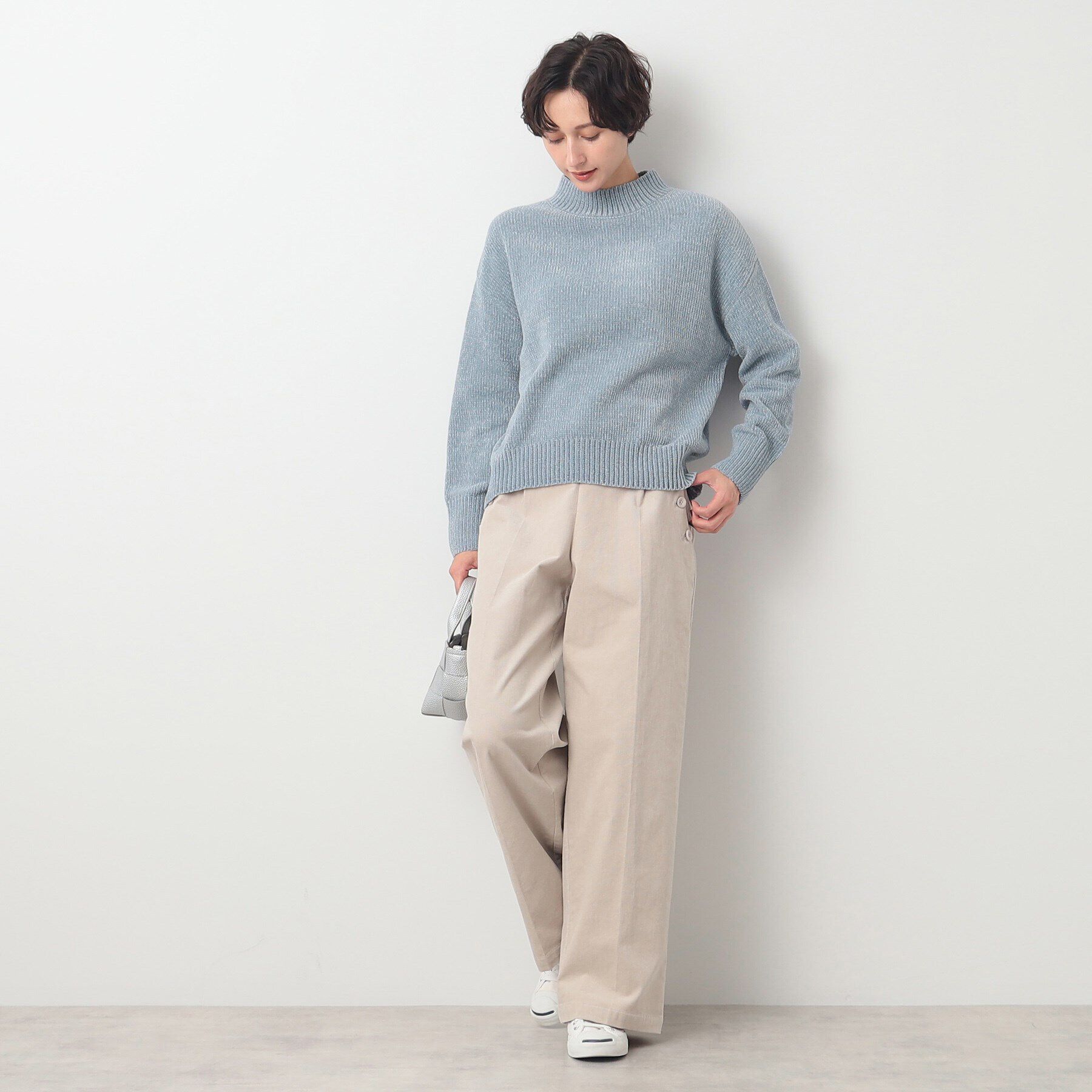 Dessin「【洗える・4サイズ展開・トレンド】ハイネックベロアモールニット（XS～L）」|ニット・セーター|