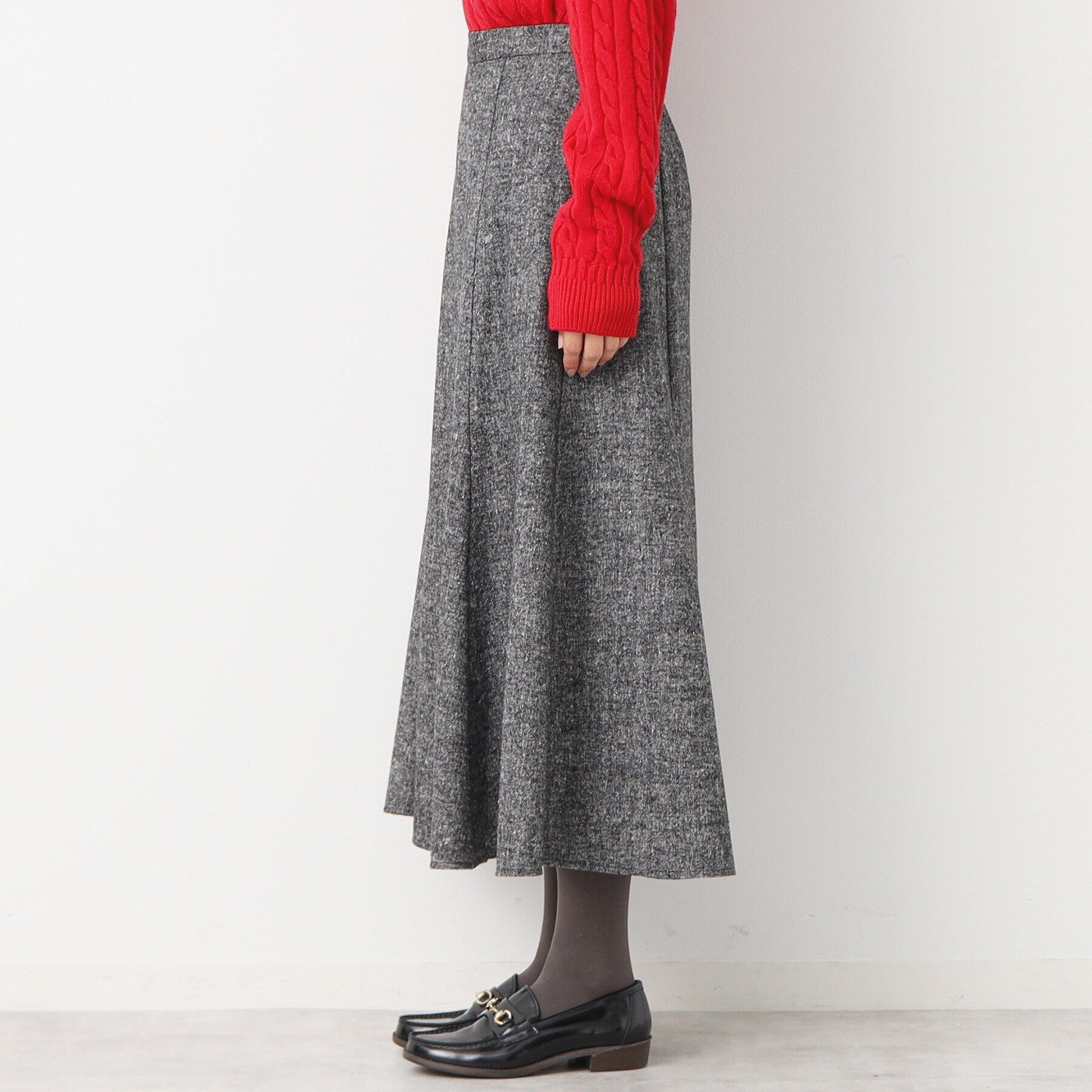Dessin「【後ろゴム・洗える】ツイード切り替えフレアスカート（XS～L）」|スカート|