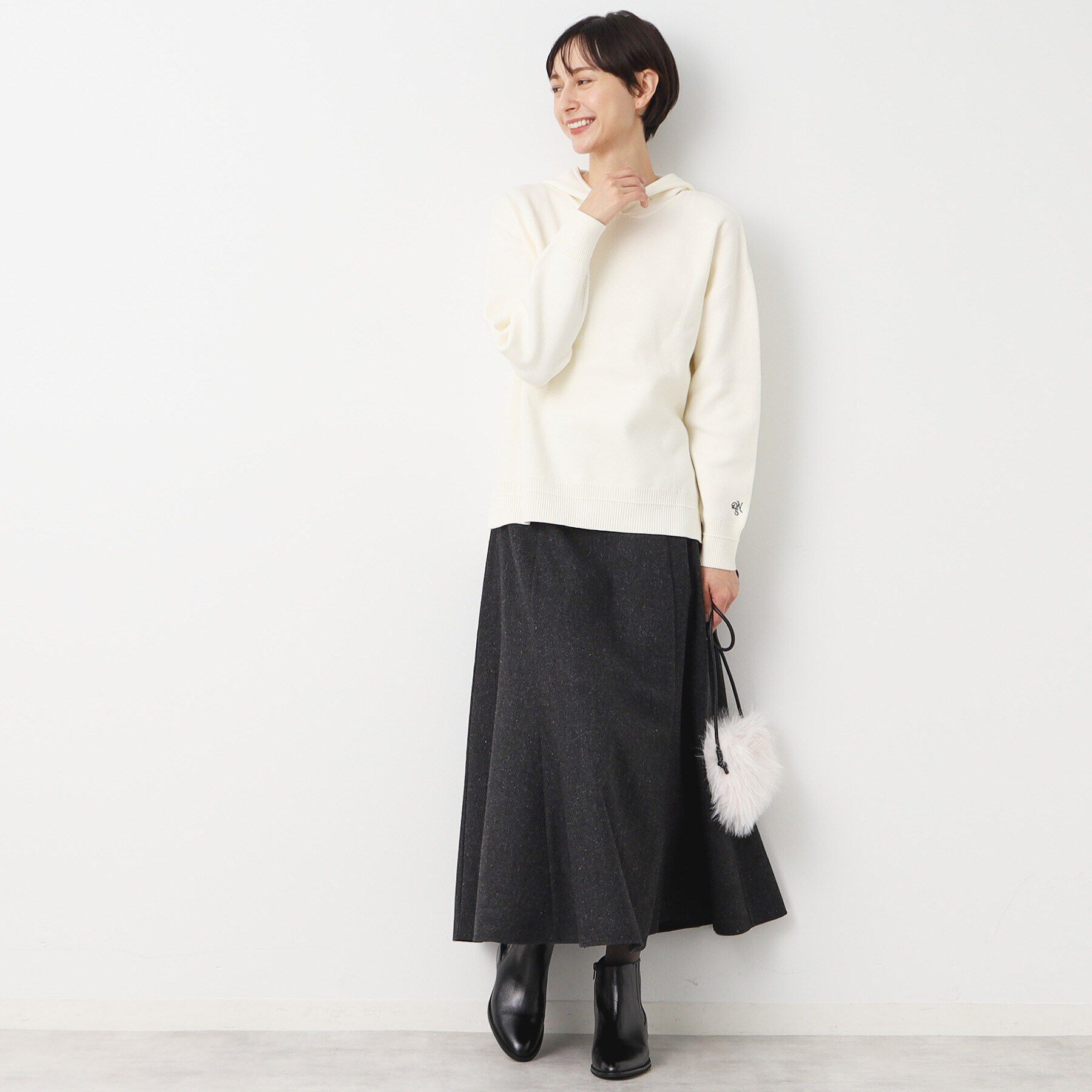Dessin「【後ろゴム・洗える】ツイード切り替えフレアスカート（XS～L）」|スカート|