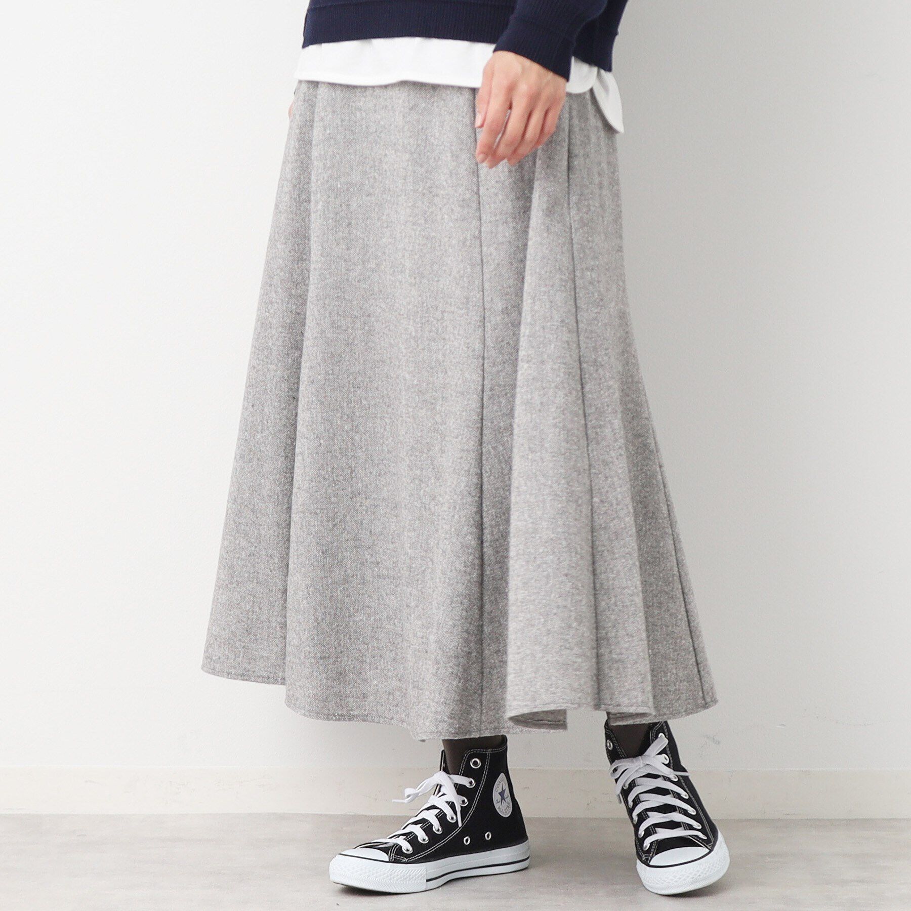 Dessin「【後ろゴム・洗える】ツイード切り替えフレアスカート（XS～L）」|スカート|