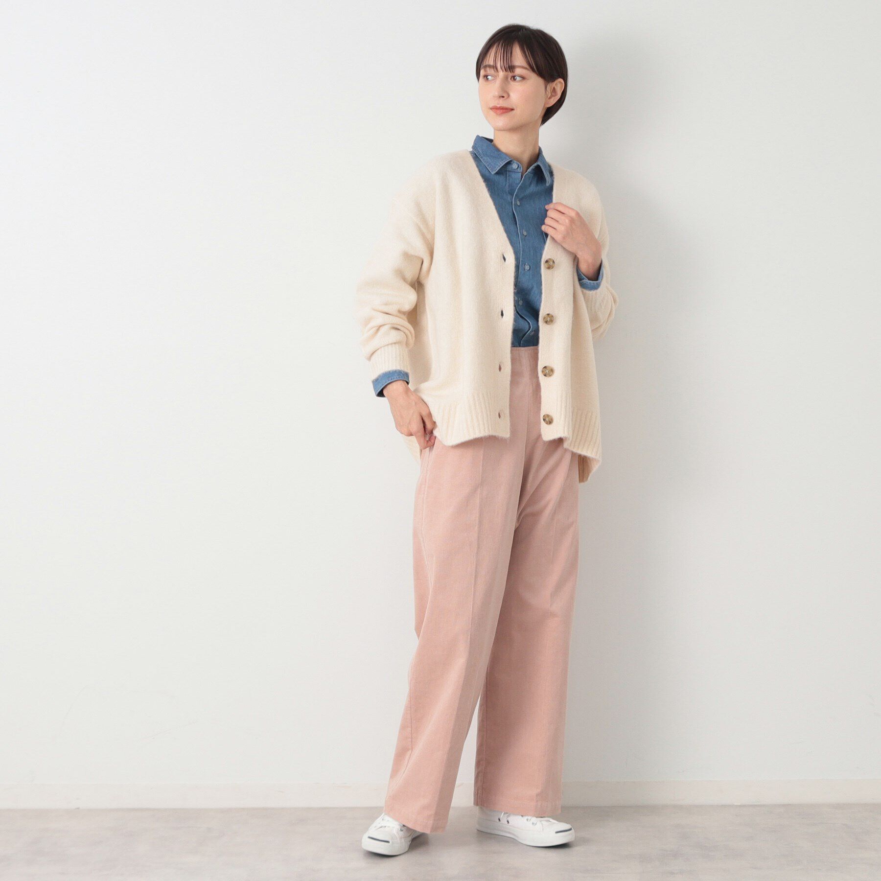 Dessin「【洗える】ヘアリーボタン付きVネックカーディガン」|カーディガン|