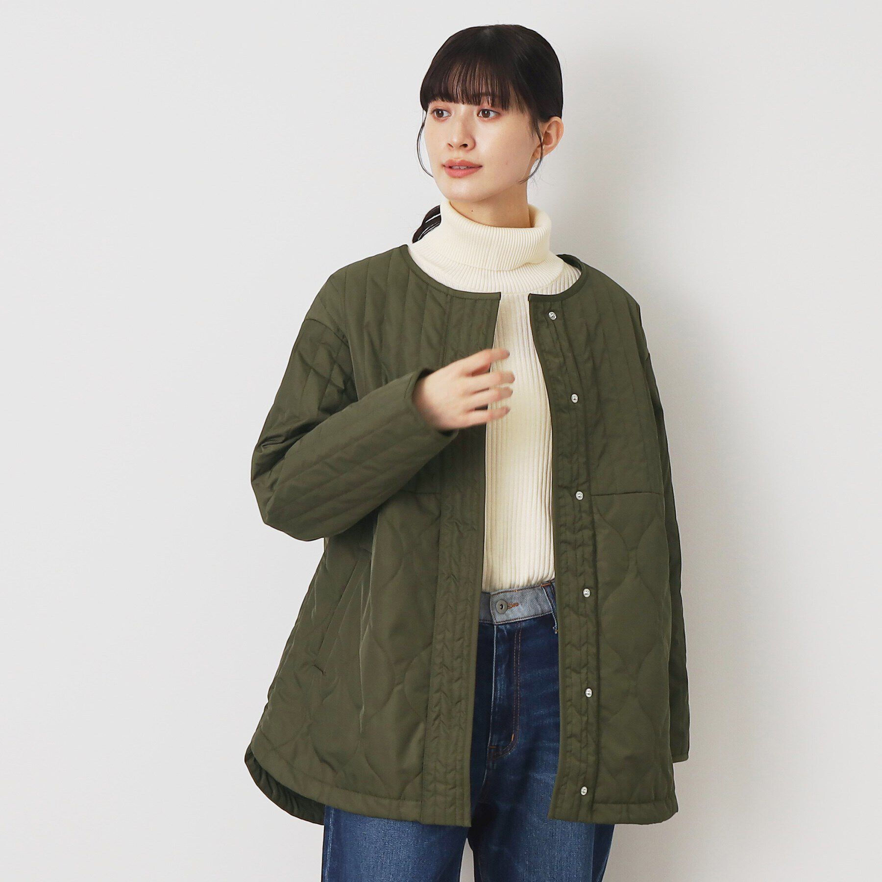 Dessin「中綿キルトジャケット（XS～L）」|ブルゾン・スタジャン|カーキ(029)